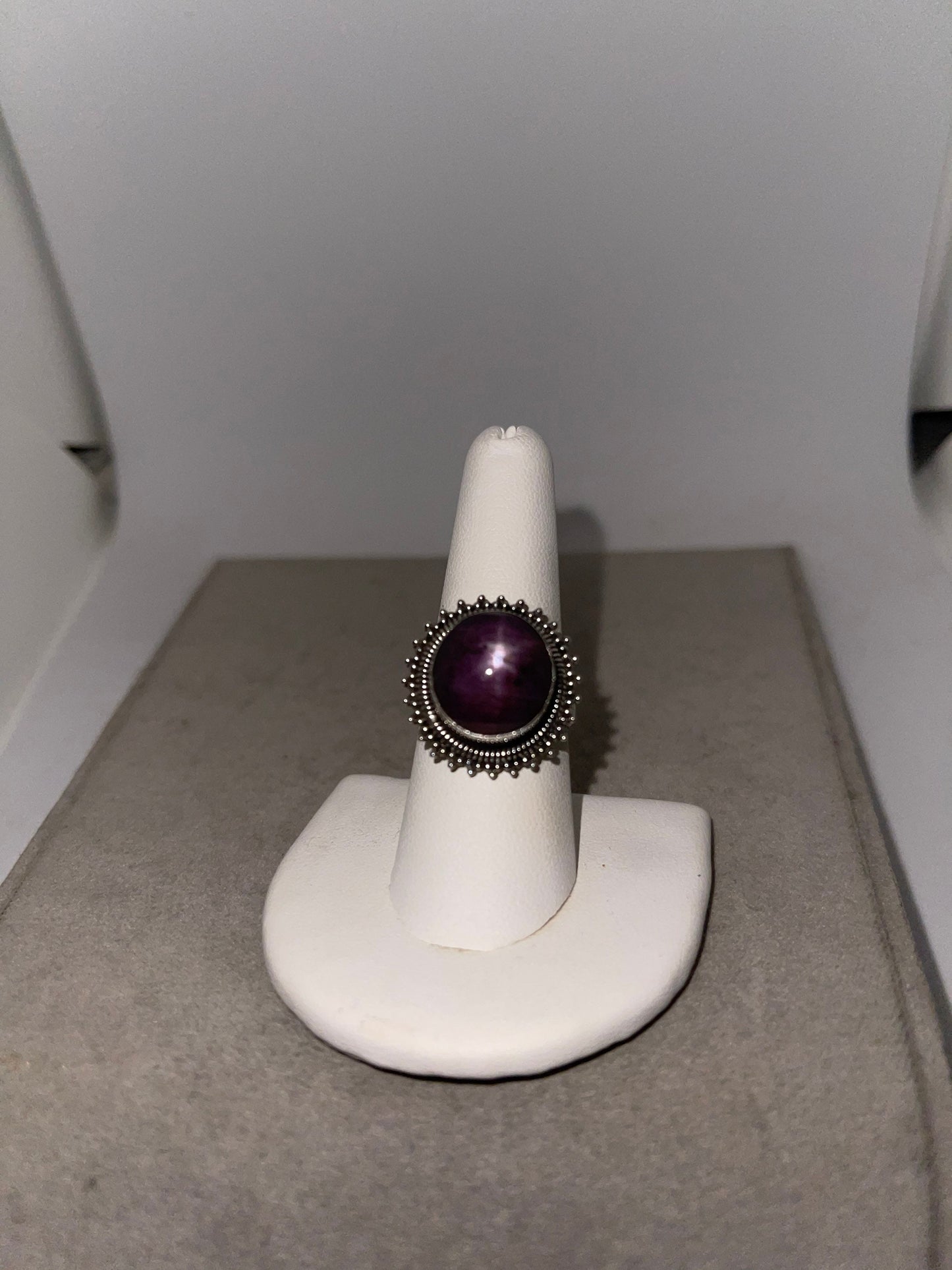Natural Star Ruby Bezel Set Ring (Size 8)