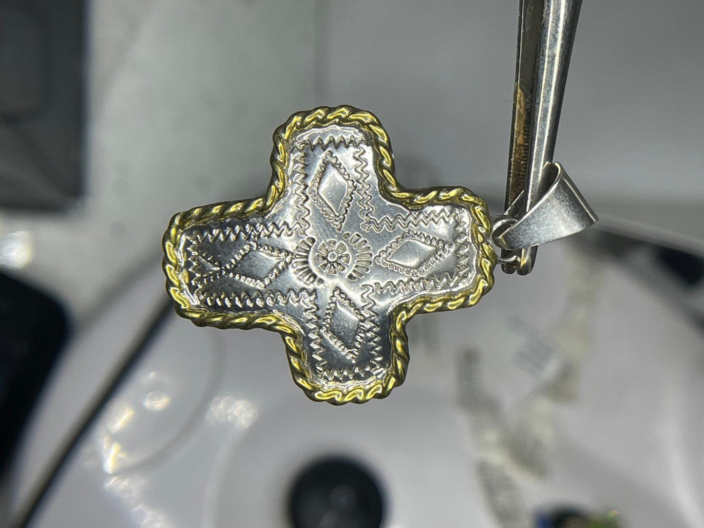 Handmade Sterling Silver Vermeil Cross Pendant