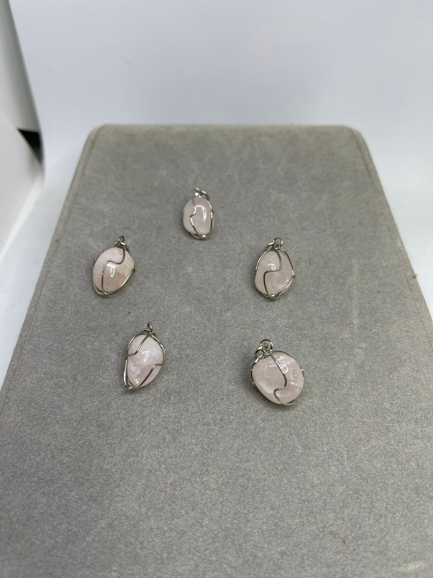 Natural Rose Quartz Sterling Silver Wire Wrapped Pendant