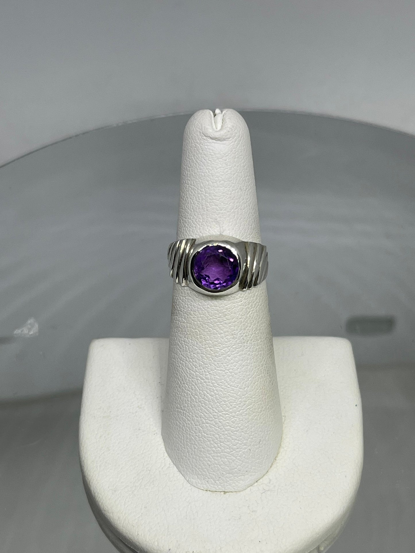 Natural Amethyst Sterling Silver Ring (Size 5.5)