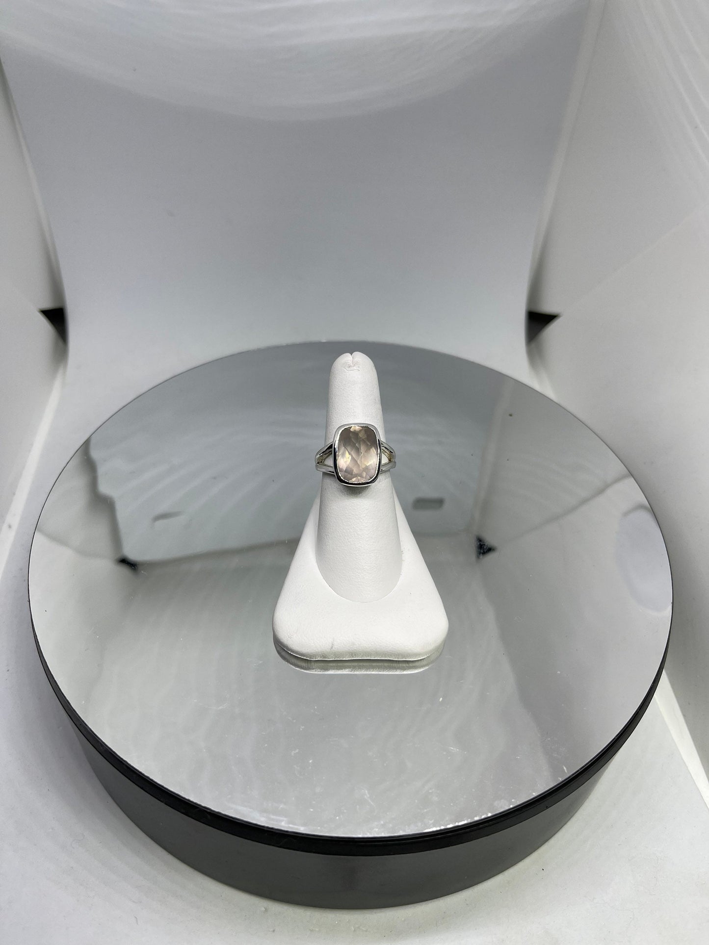 Natural Rose Quartz Sterling Silver Ring