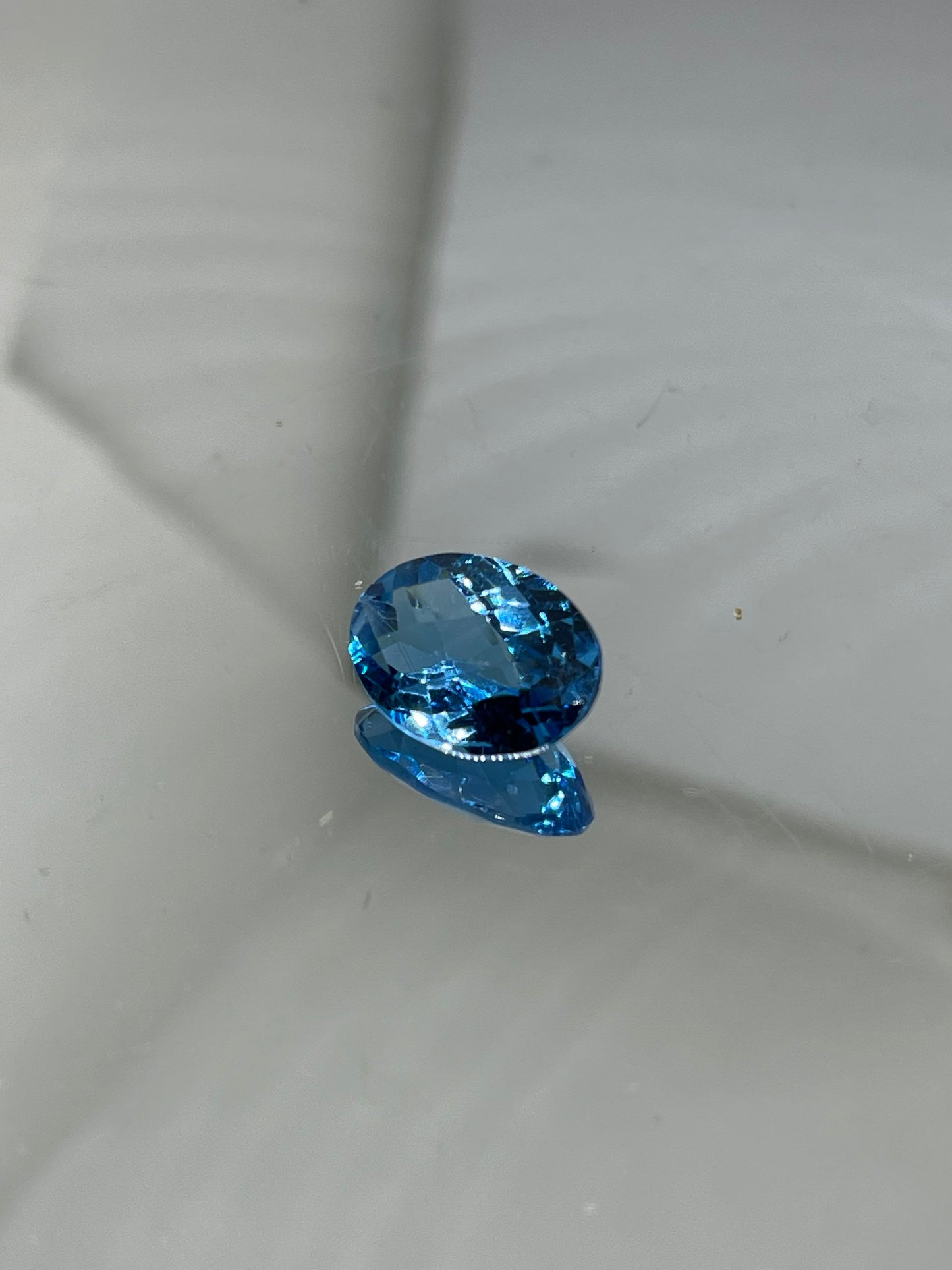 Neon Swiss Blue Topaz 14x10 Oval Checkerboard Cut Gemstone