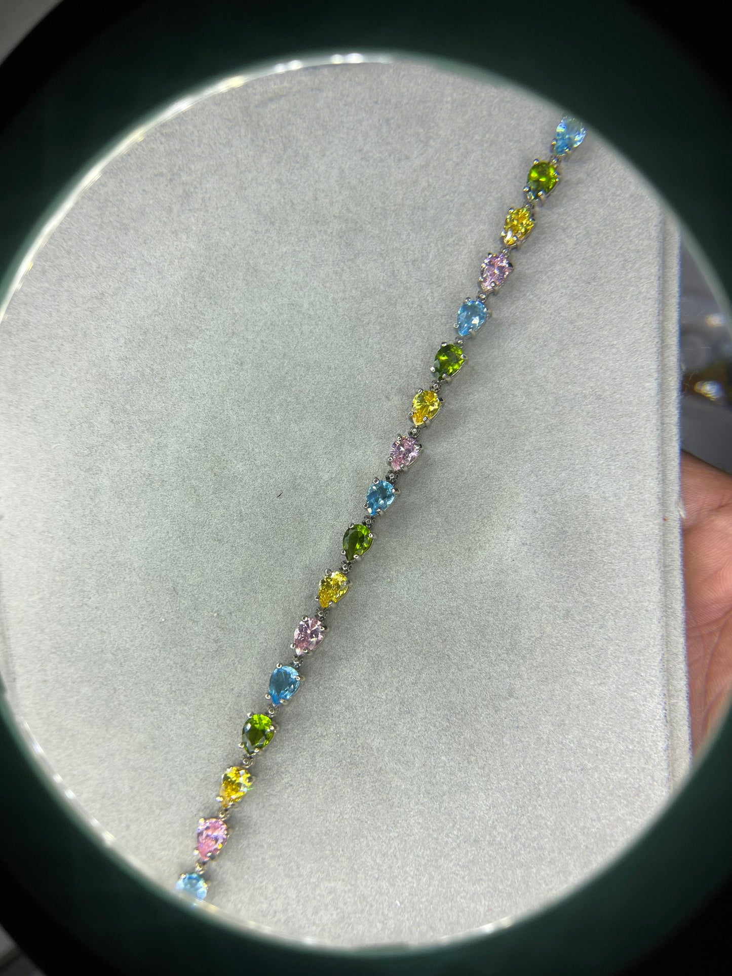 Semi Precious Pear Cut Sterling Silver Bracelet