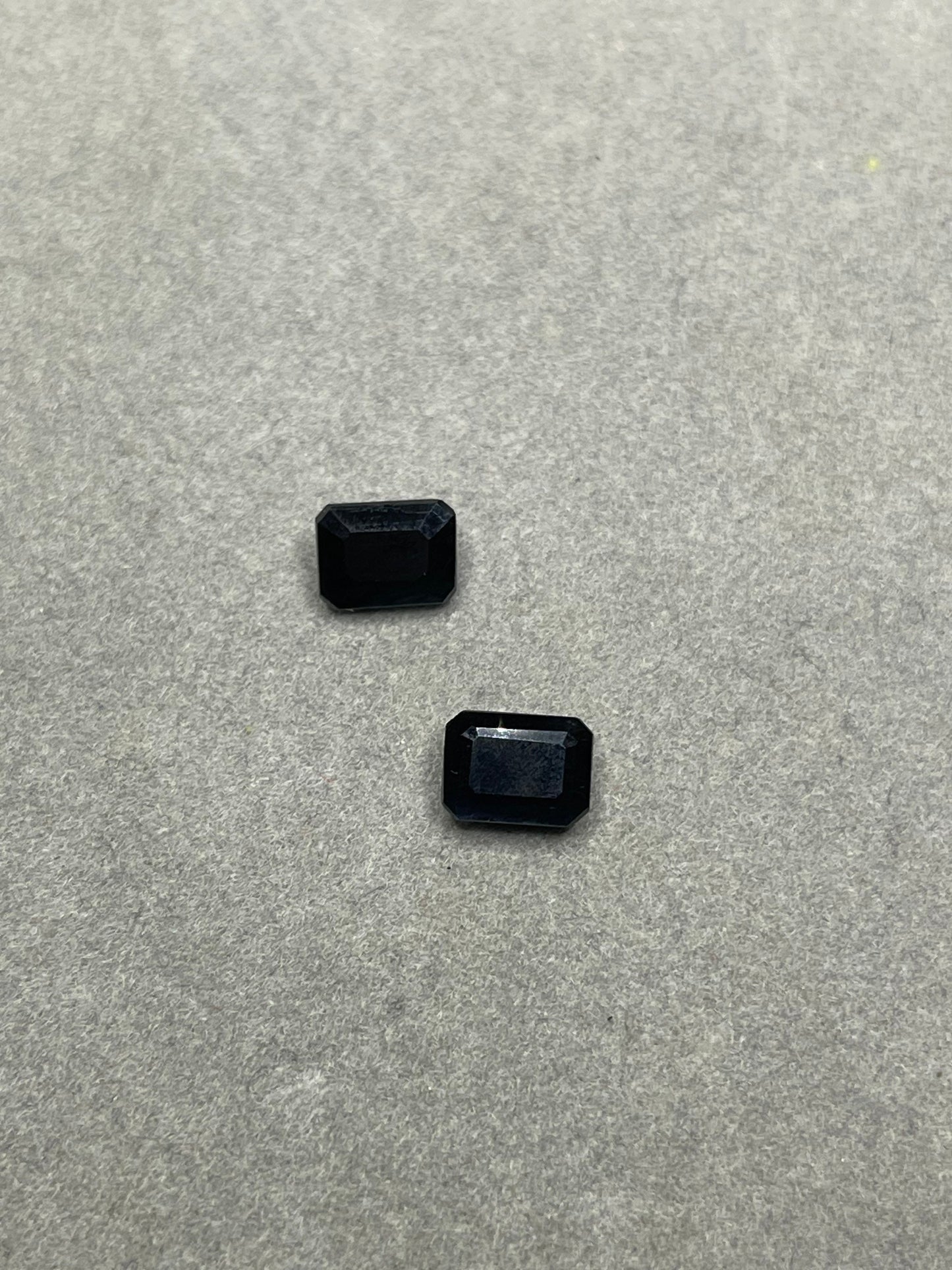 Natural Unheated Midnight Sapphire Emerald Cut 8x6 Loose Gemstones (Matching Pair Per Order 4 Carats Total Weight)