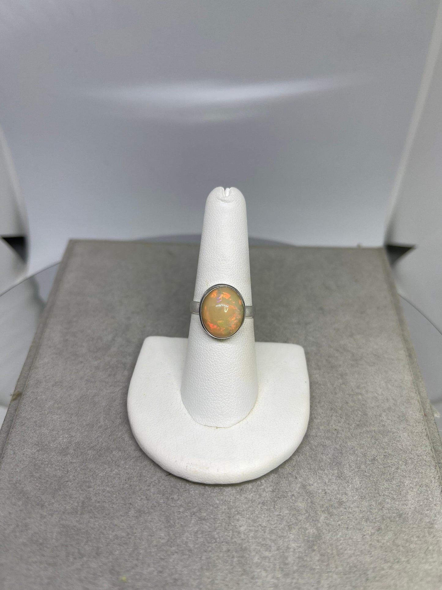 Natural Ethiopian Opal Sterling Silver Ring (Size 7.5)