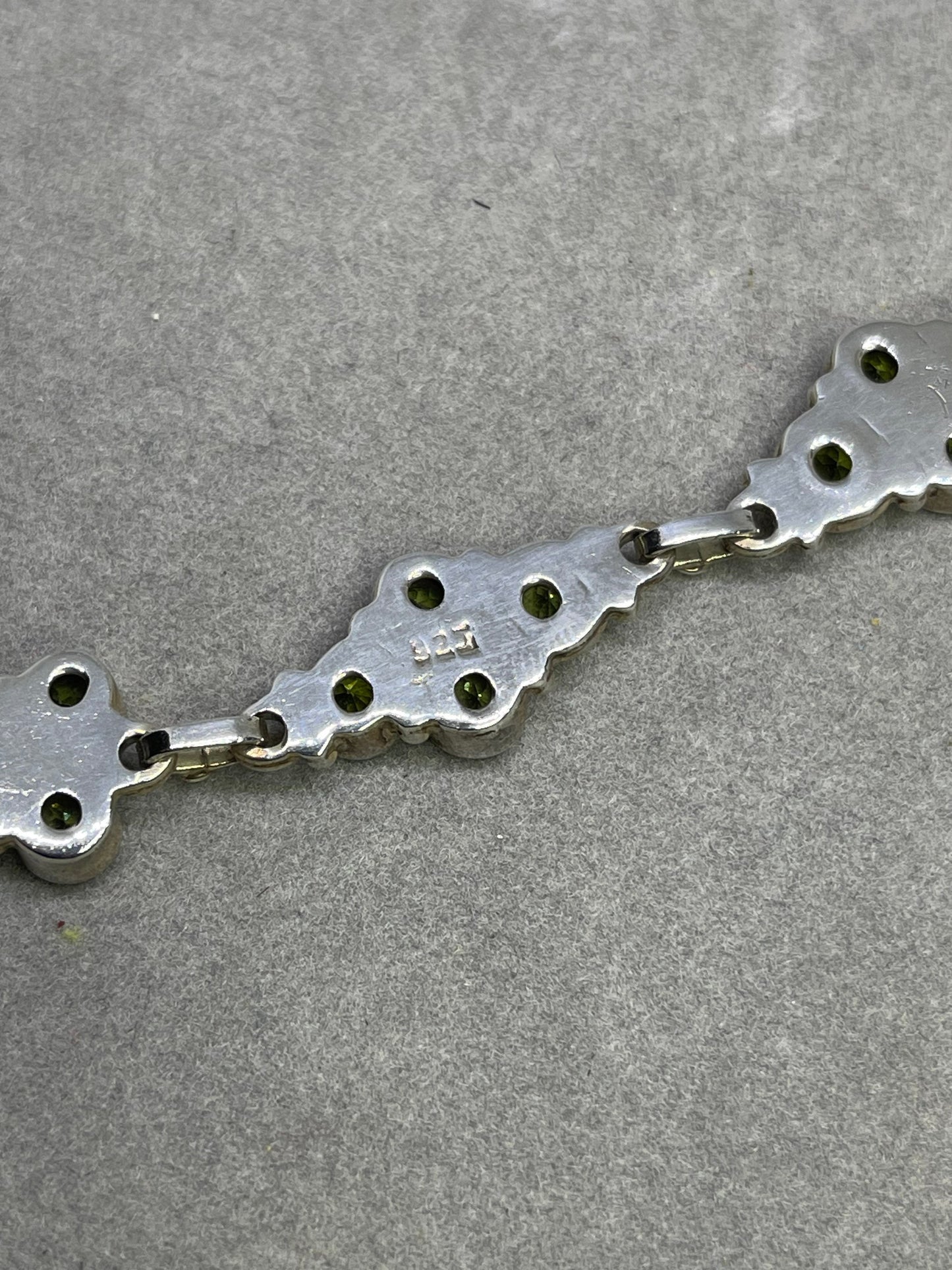 Natural Perdiot Adjustable Sterling Silver Bracelet