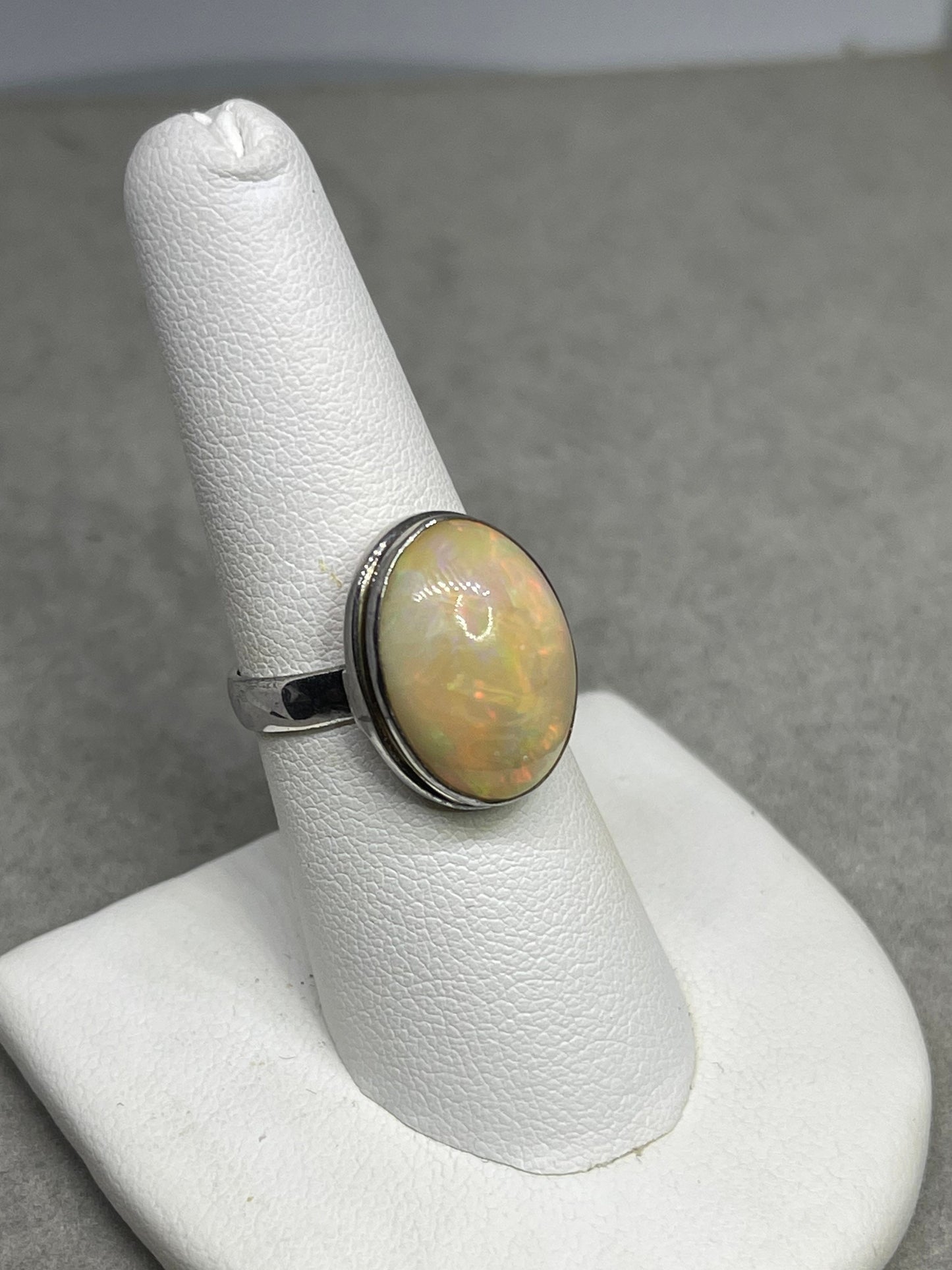Natural Ethiopian Opal Sterling Silver Ring (Size 7.5)