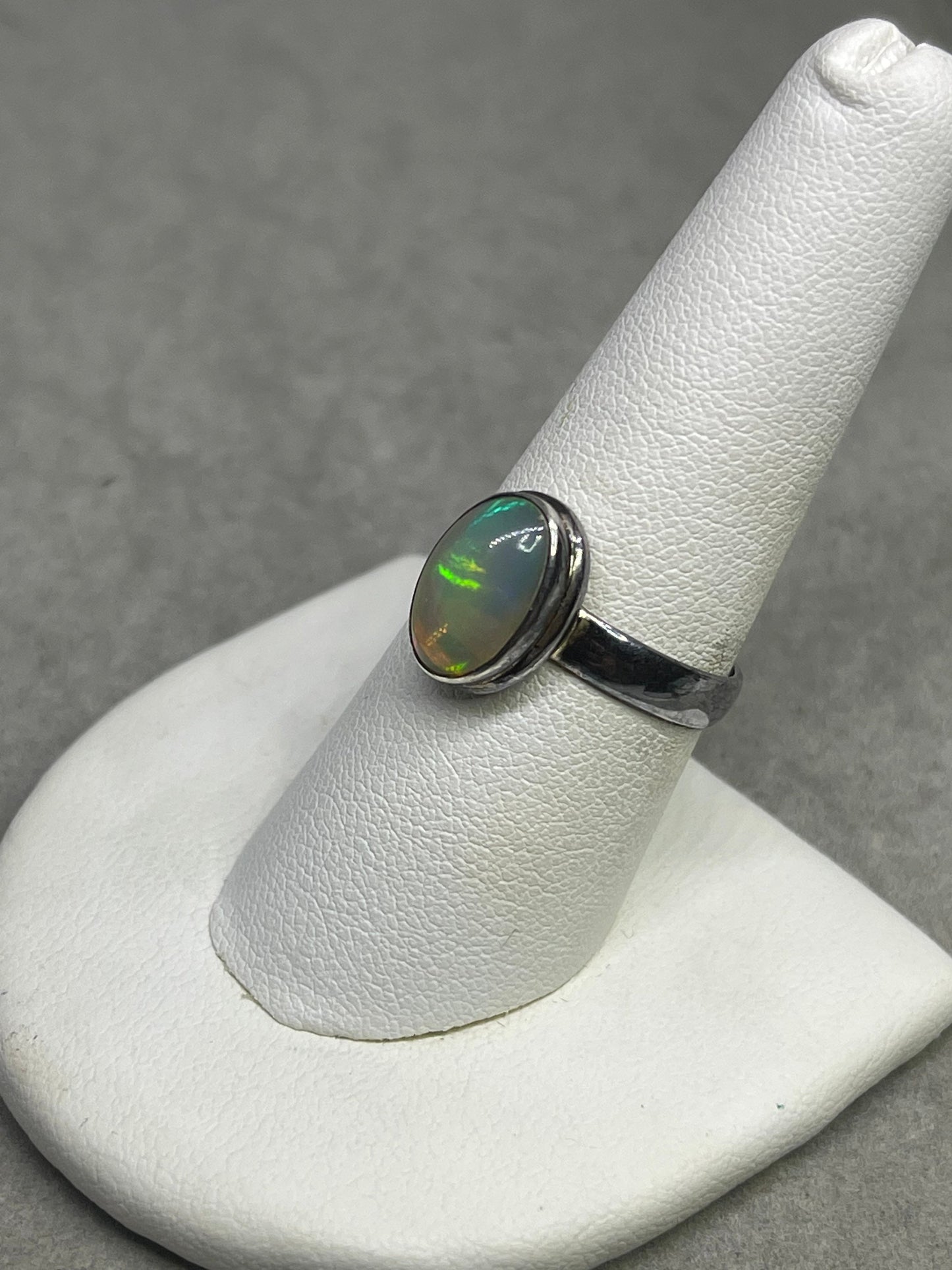 Natural Ethiopian Opal Sterling Silver Ring (Size 8)