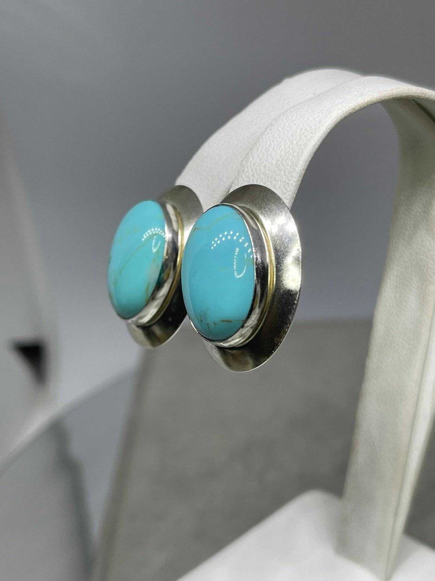 Natural Turquoise Sterling Silver Stud Earrings