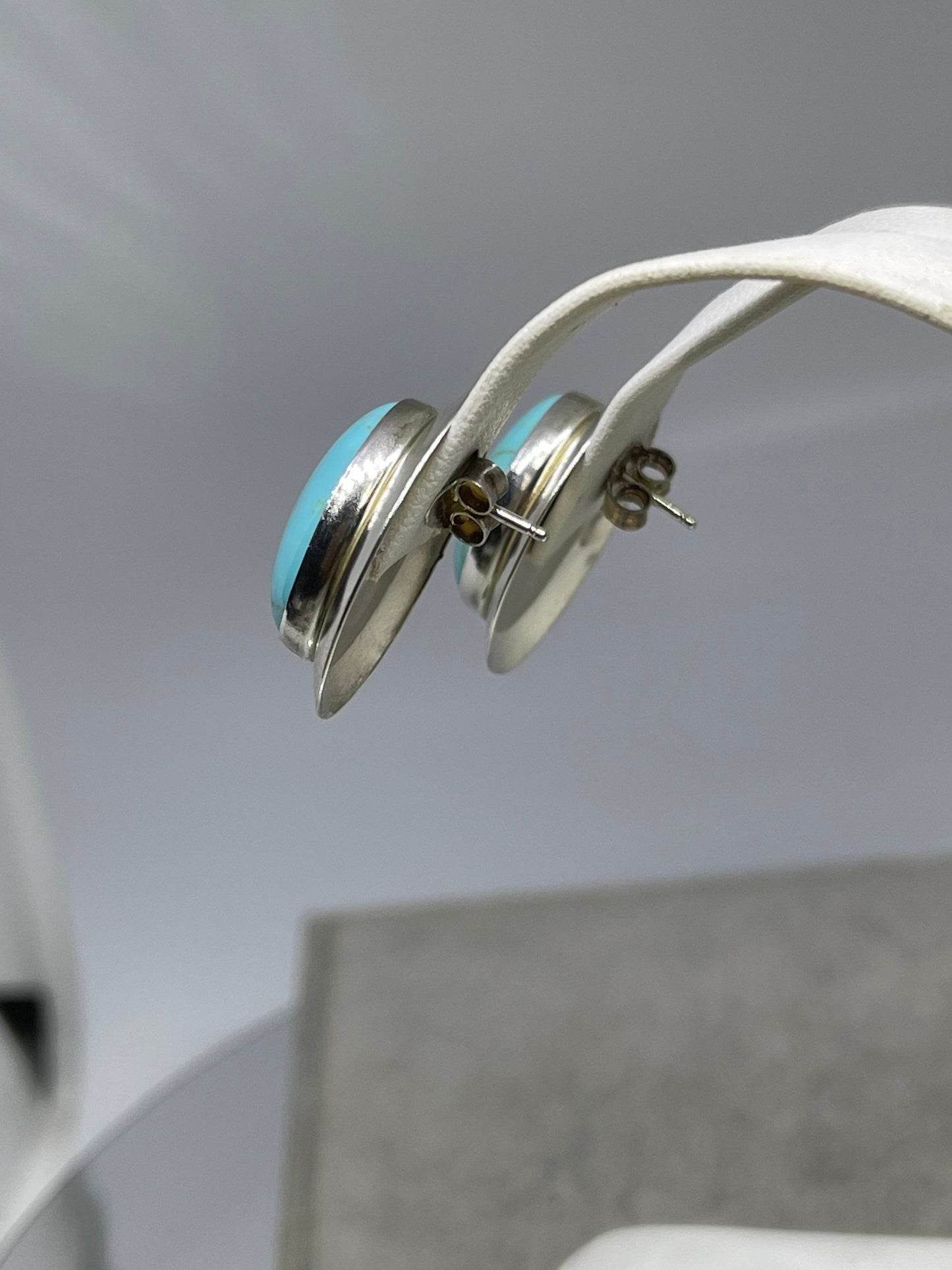 Natural Turquoise Sterling Silver Stud Earrings