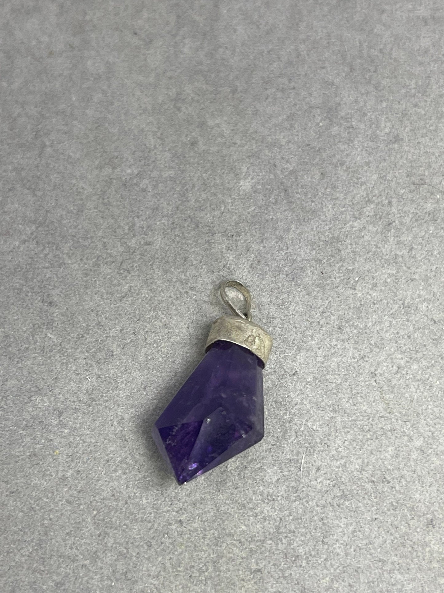 Natural Amethyst Crystal Sterling Silver Pendant