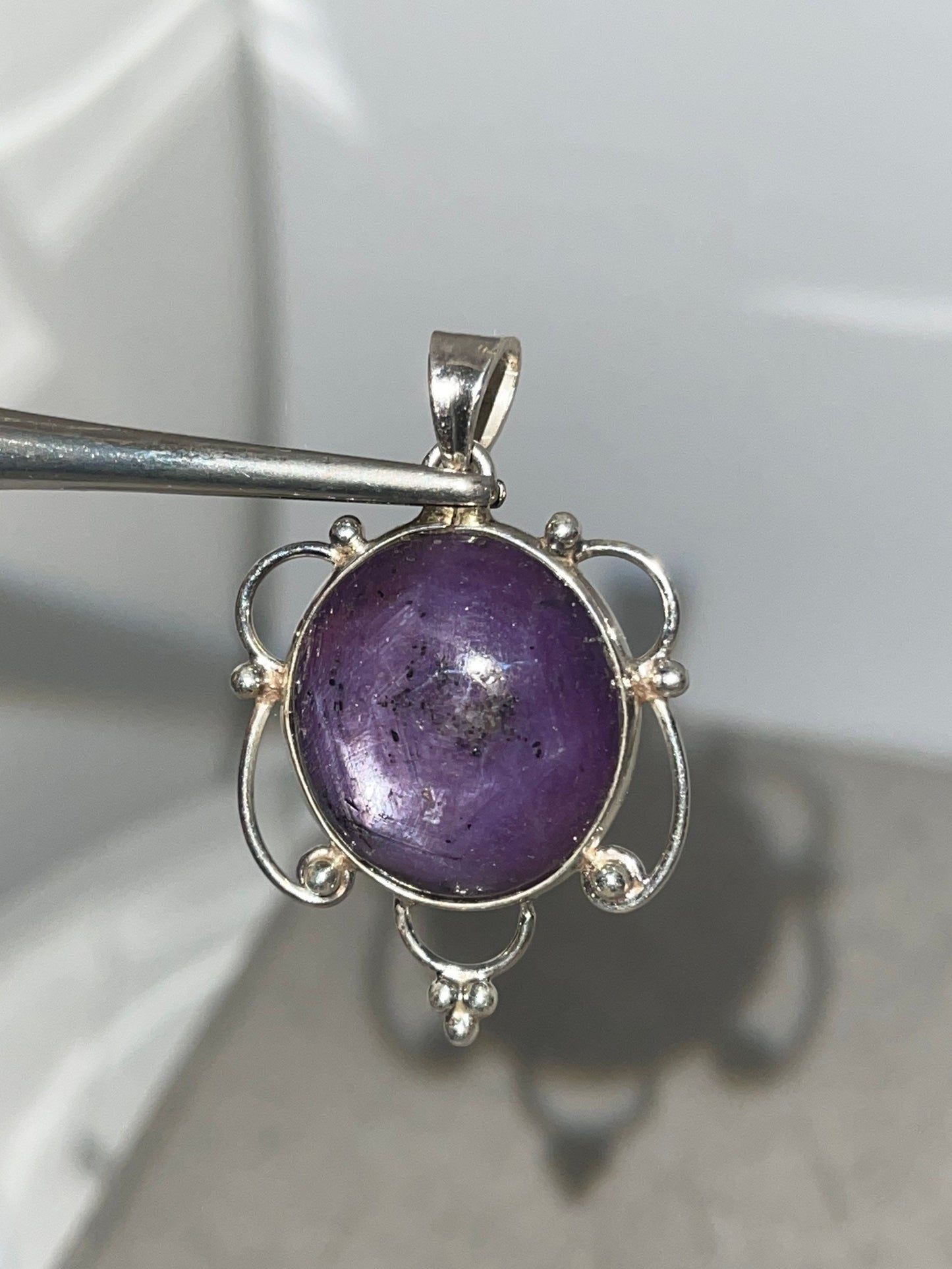 Natural Star Ruby Sterling Silver Pendant