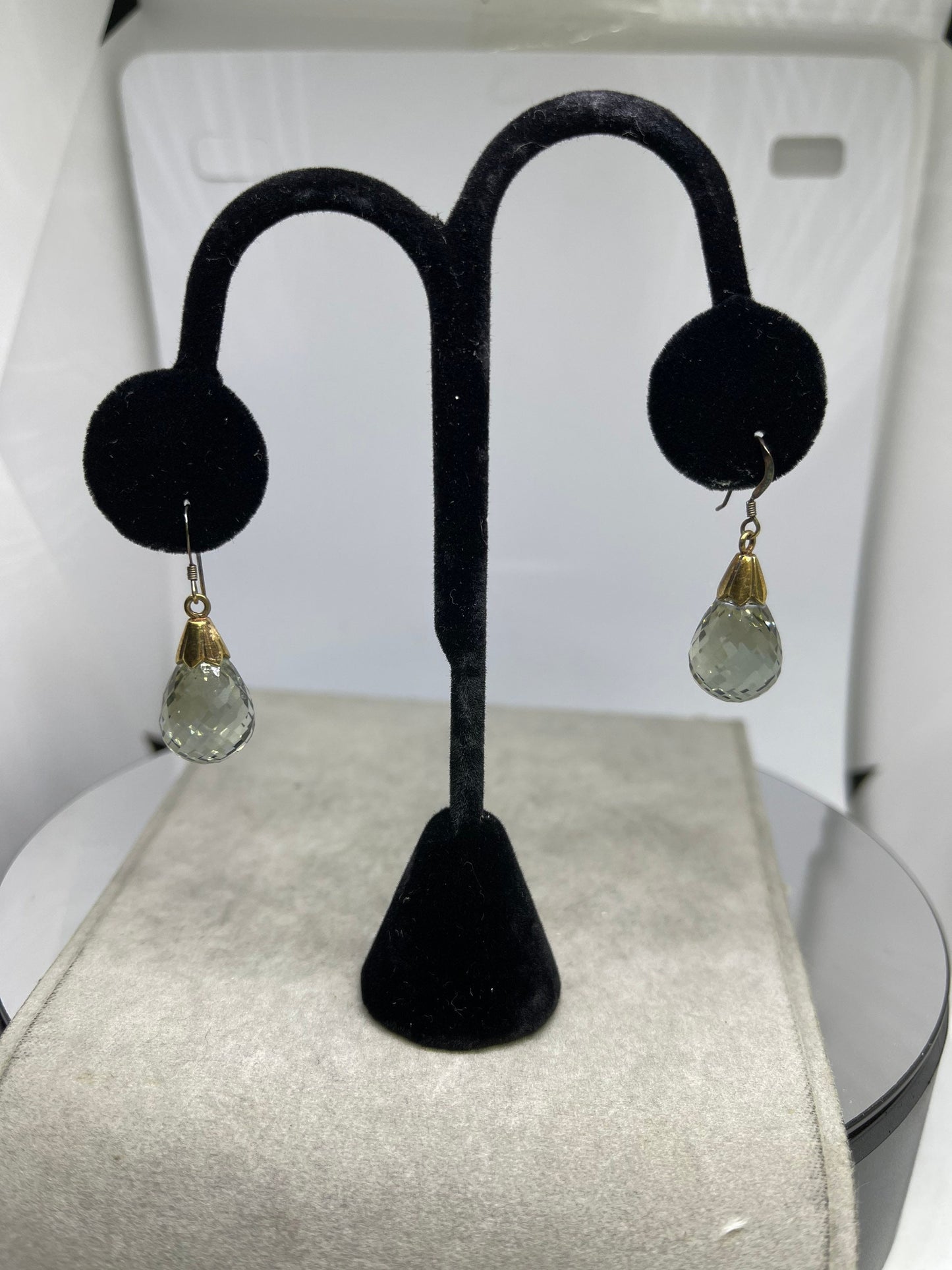 Natural Green Amethyst Briolette Sterling Silver Earring & Pendant Set