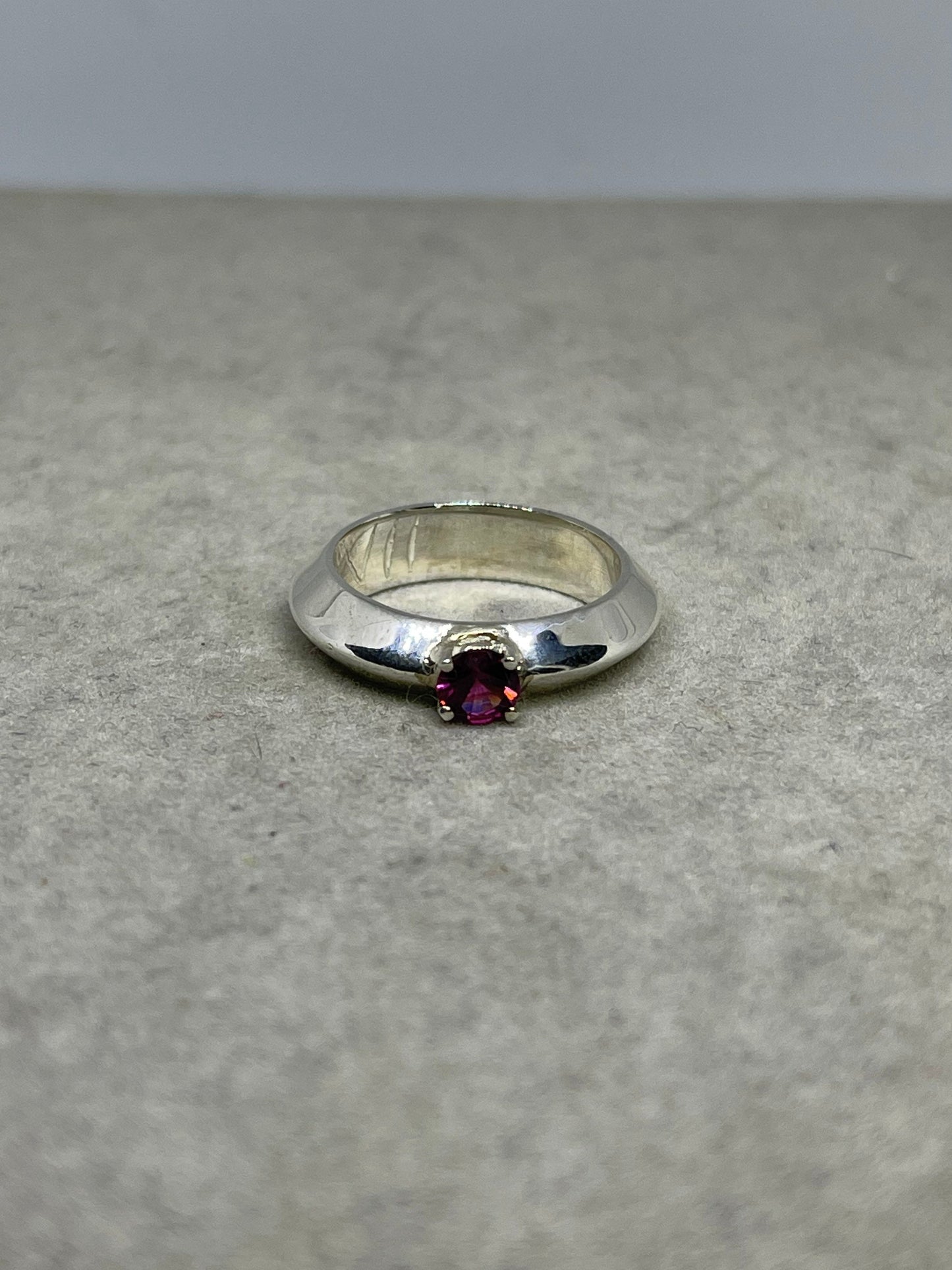 Natural Rhodolite Garnet Sterling Silver Ring (Size 7.75)