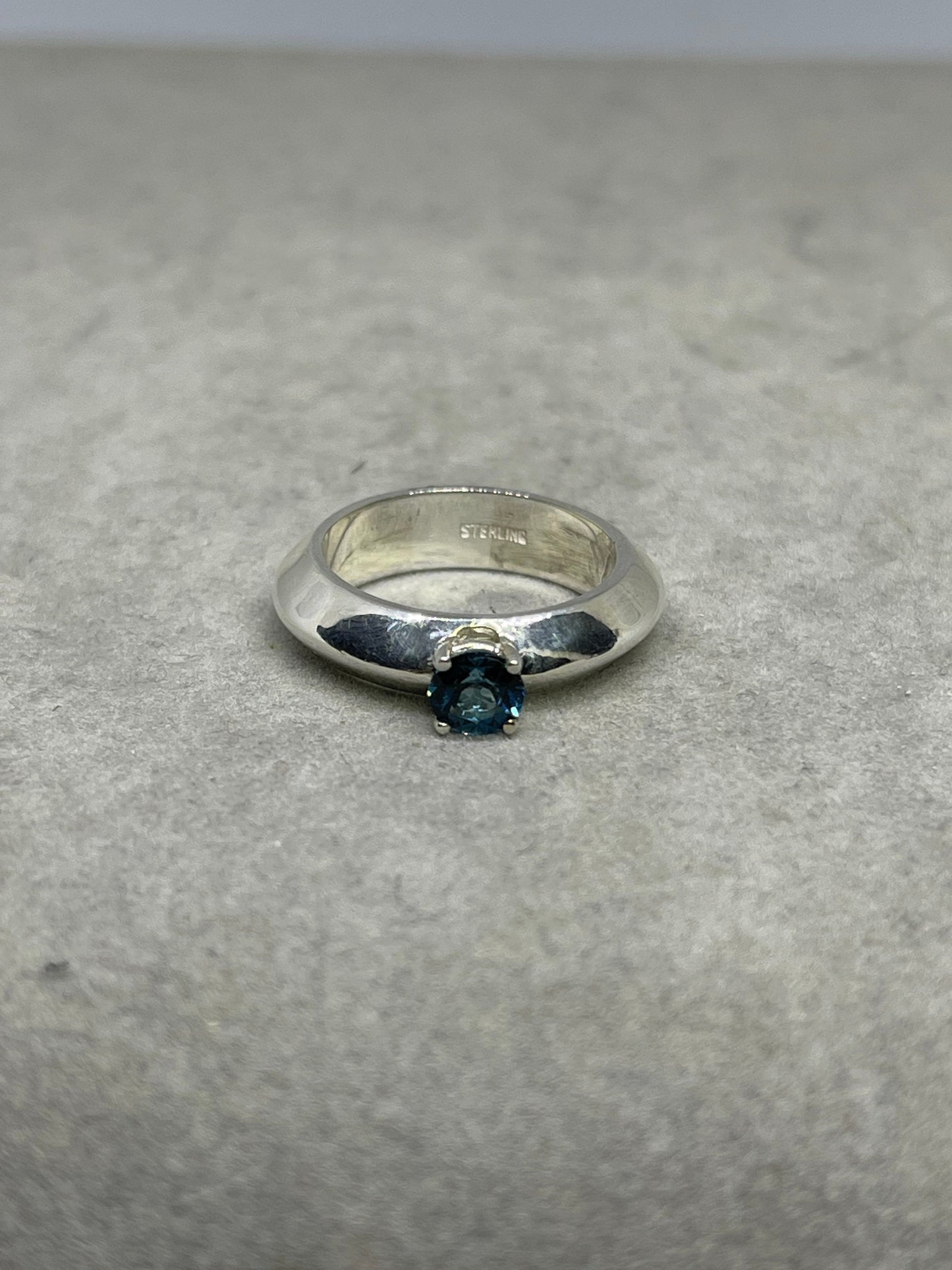 Blue Topaz Sterling Silver Ring (Size 6.25)