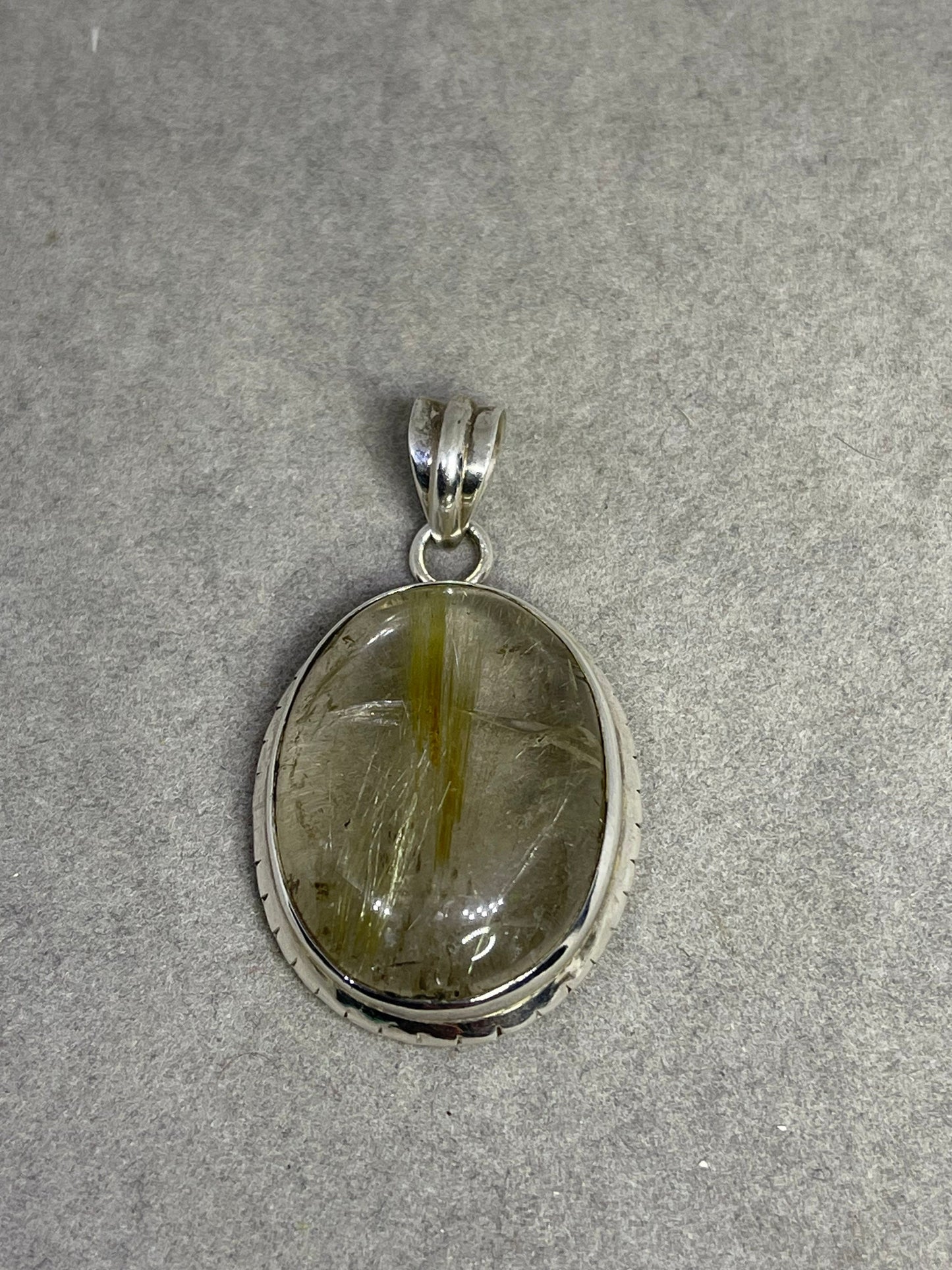 Natural Rutile Quartz Sterling Silver Pendant