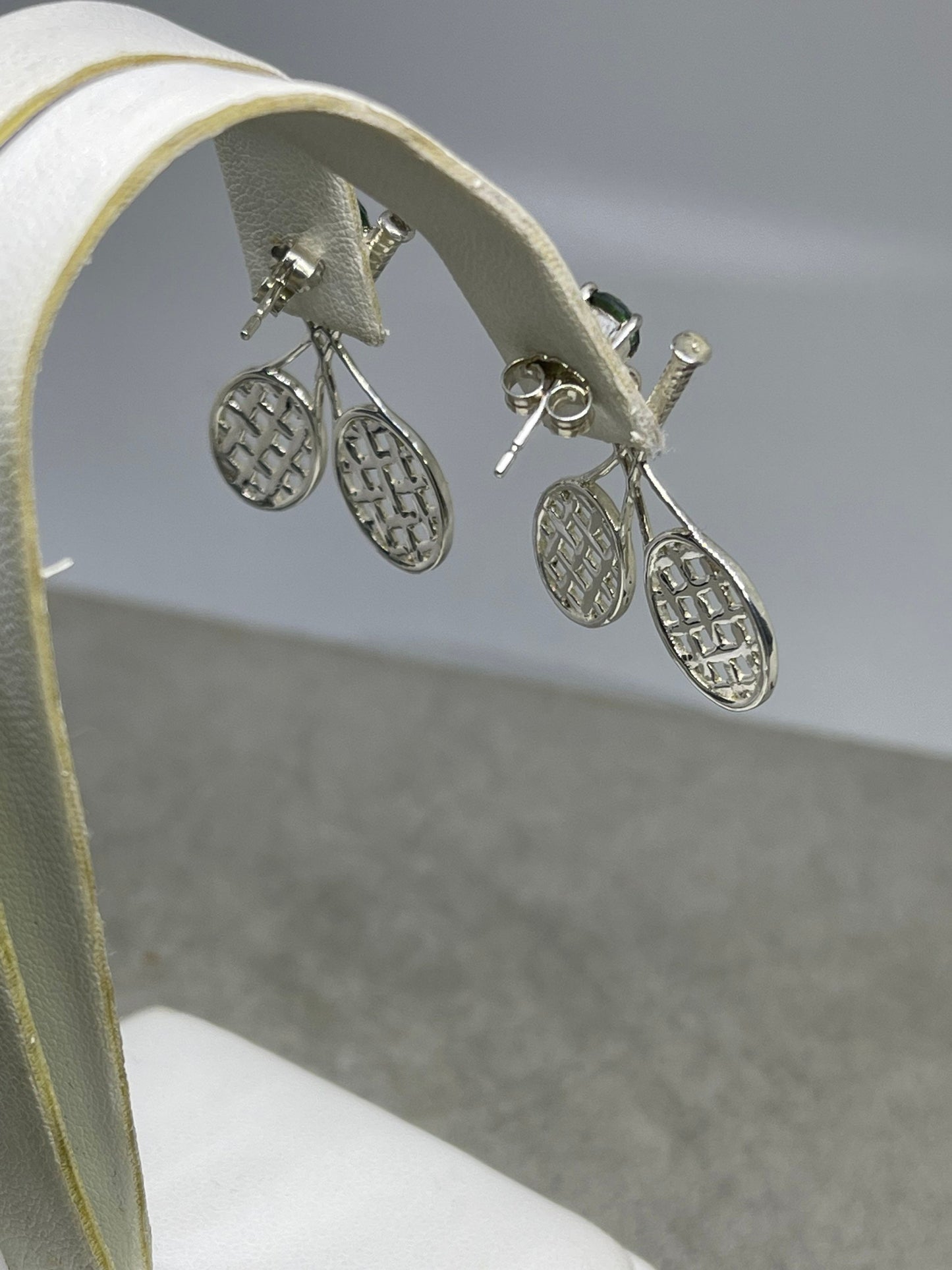 Green Quartz Sterling Silver Tennis Dangle Earrings