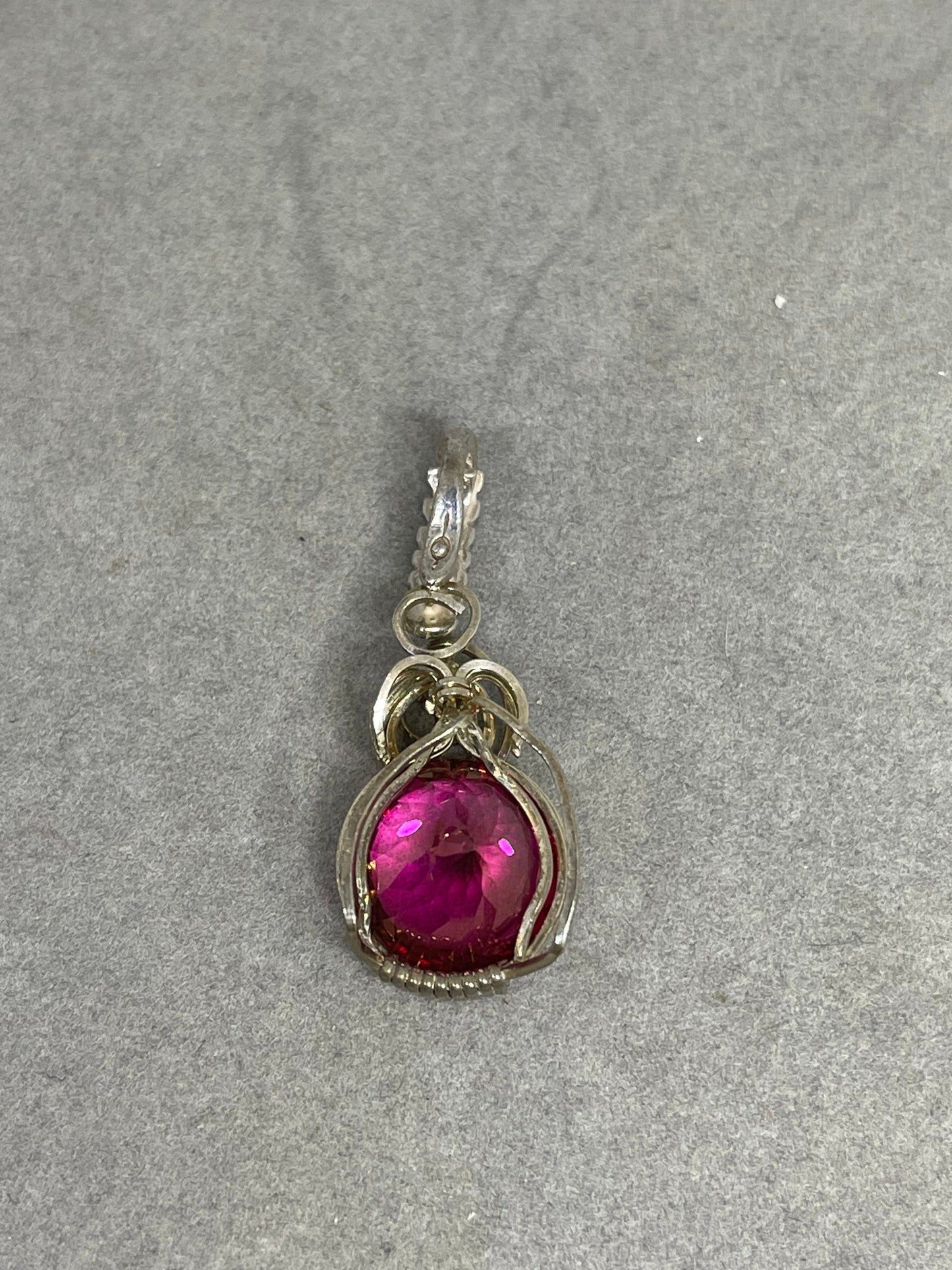 Fire Mystic Topaz Sterling Silver Wire Wrapped Enhancer Pendant