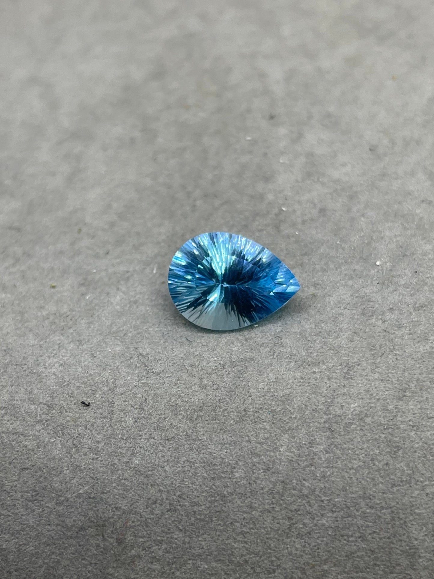 Laser Concave Cut Swiss Blue Topaz 16x12x8 Pear Cut Loose Gemstone