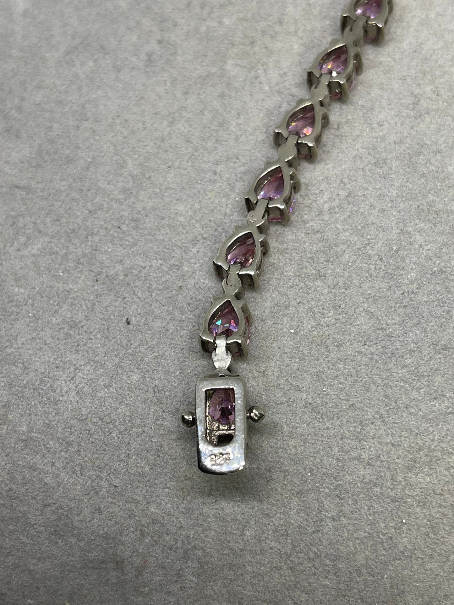 Pink Cubic Zirconia Sterling Silver Bracelet