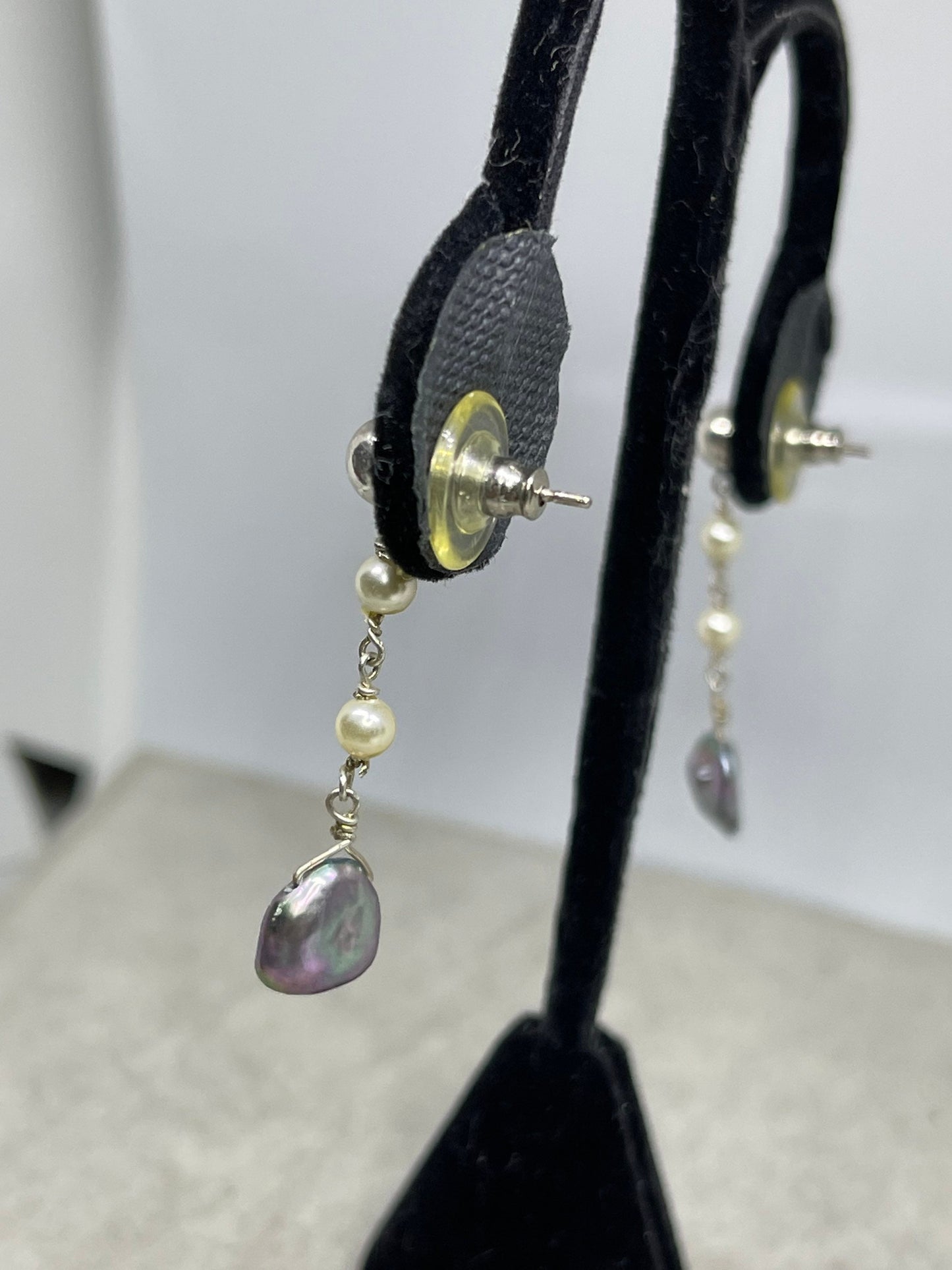 Natural Baroque Freshwater Pearl Sterling Silver Dangle Earrings