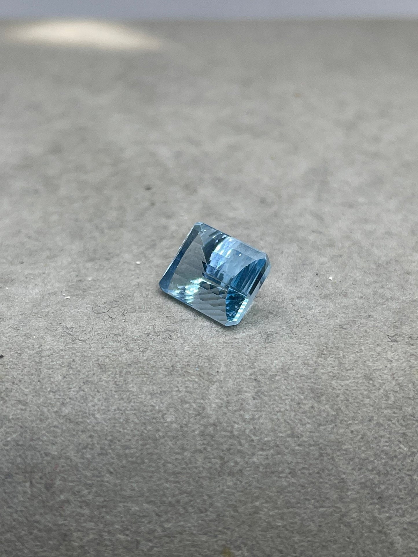 Laser Concave Cut Swiss Blue Topaz 14x10x8 Emerald Cut Loose Gemstone