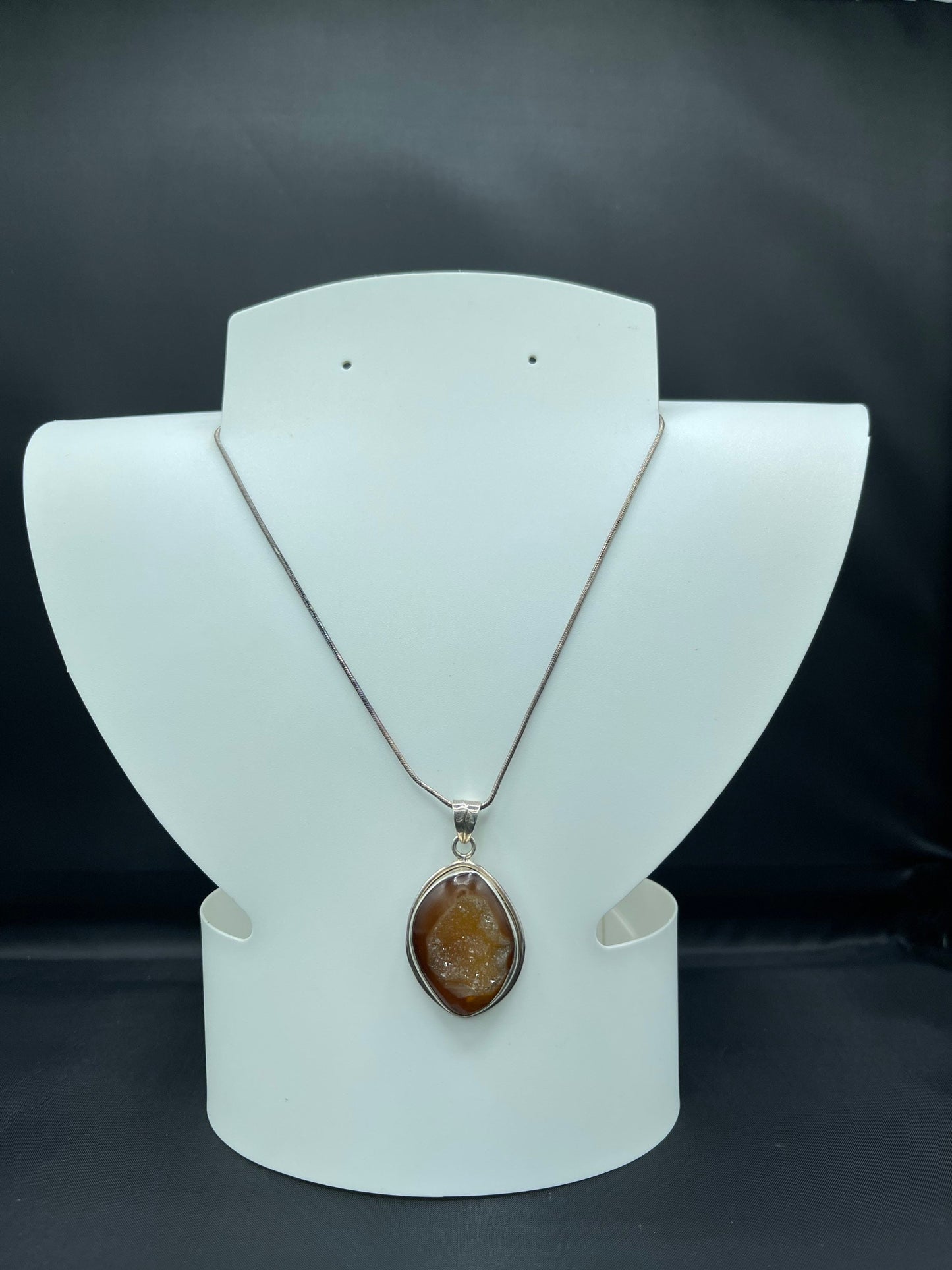 Druzy Quartz Sterling Silver Pendant & Necklace