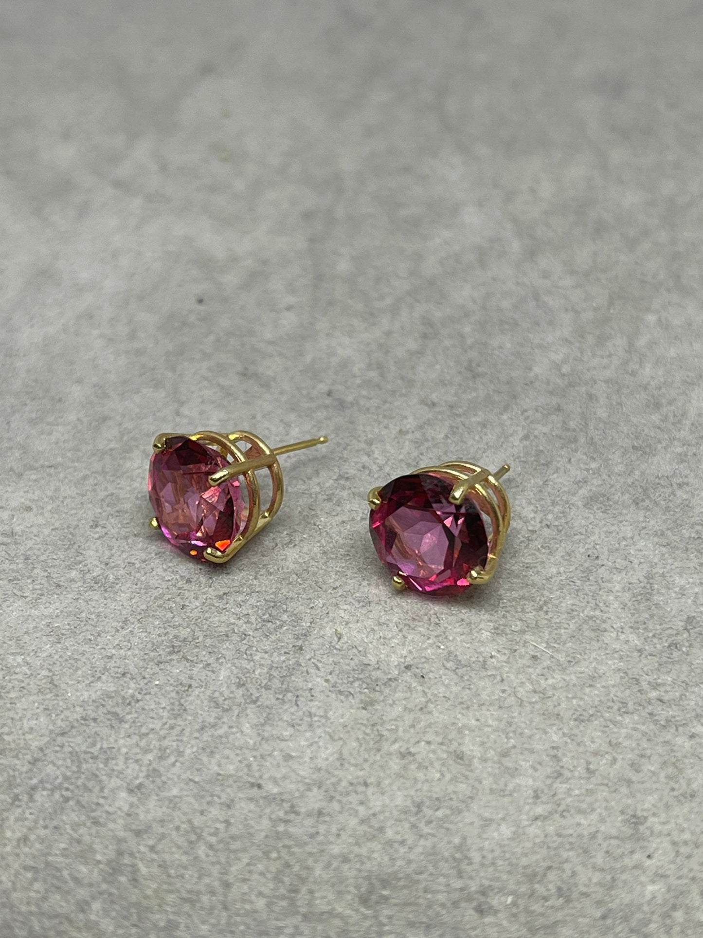 6 Carat Fire Mystic Topaz 14k Yellow Gold Stud Earrings