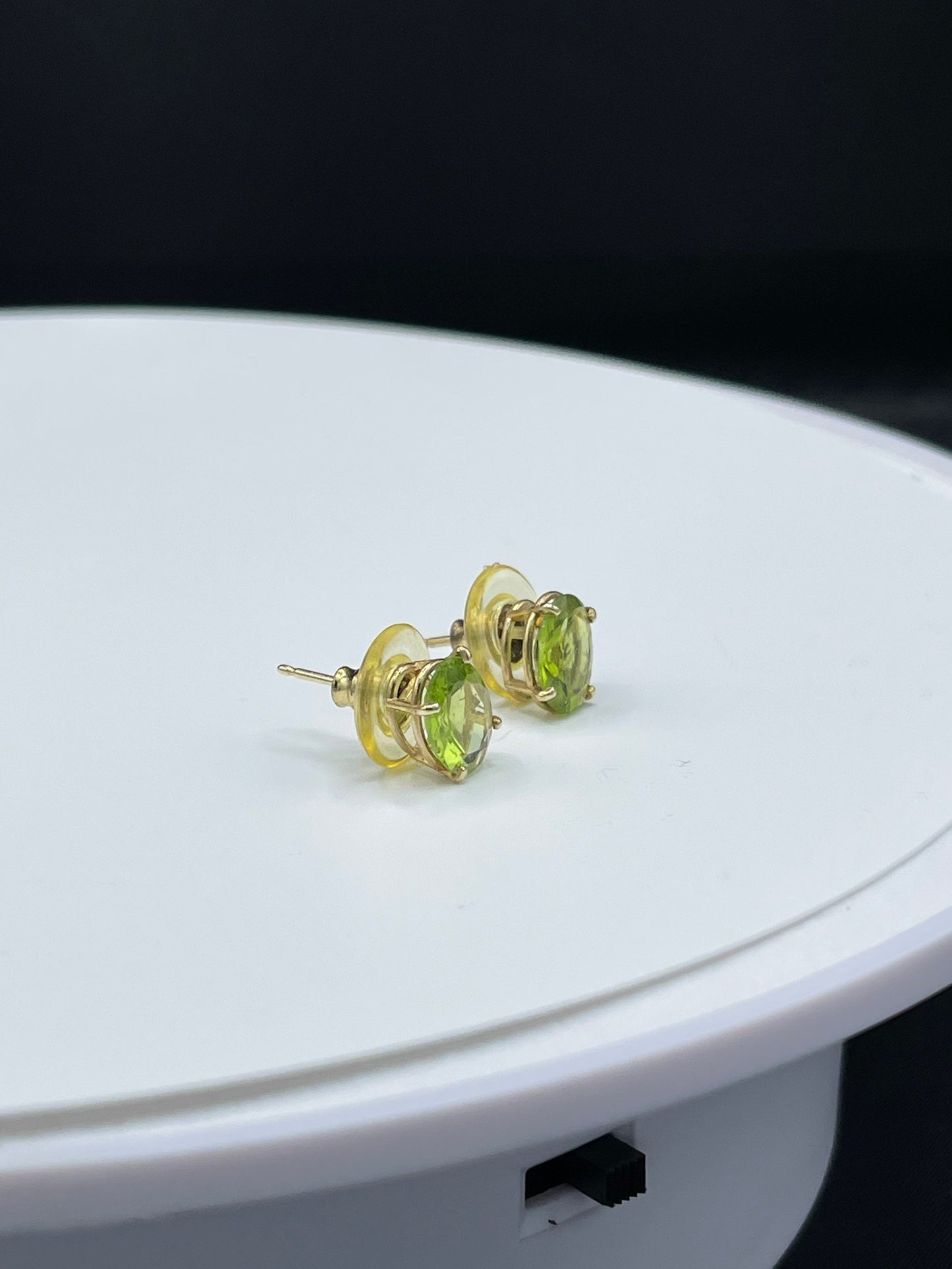 6 Carat Natural Peridot 14k Yellow Gold Stud Earrings