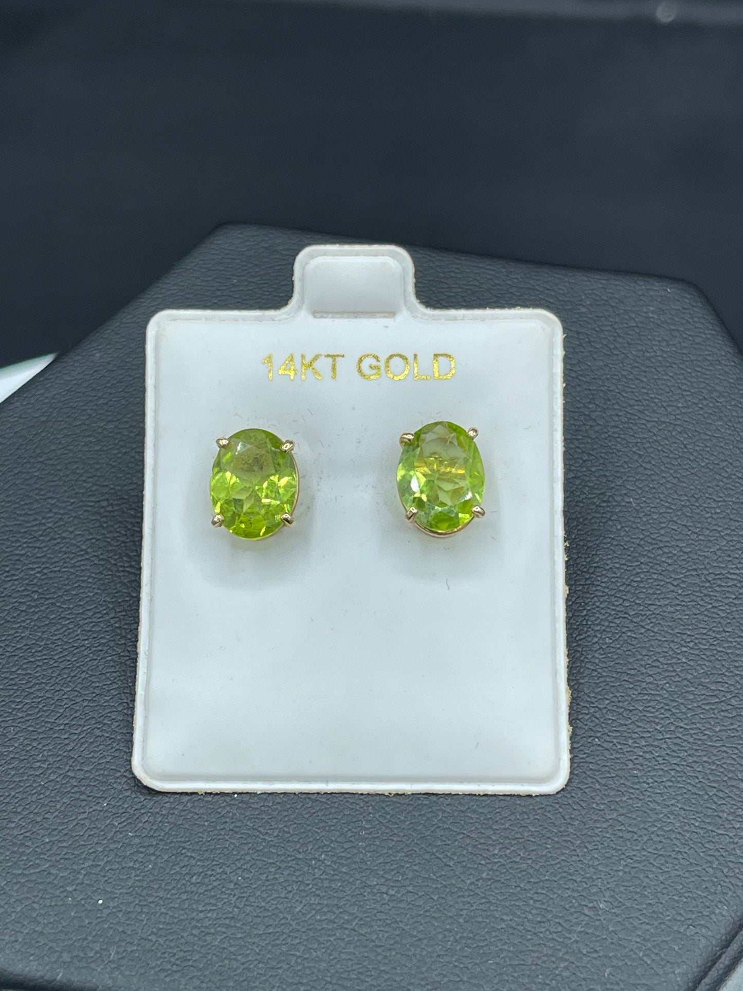 6 Carat Natural Peridot 14k Yellow Gold Stud Earrings