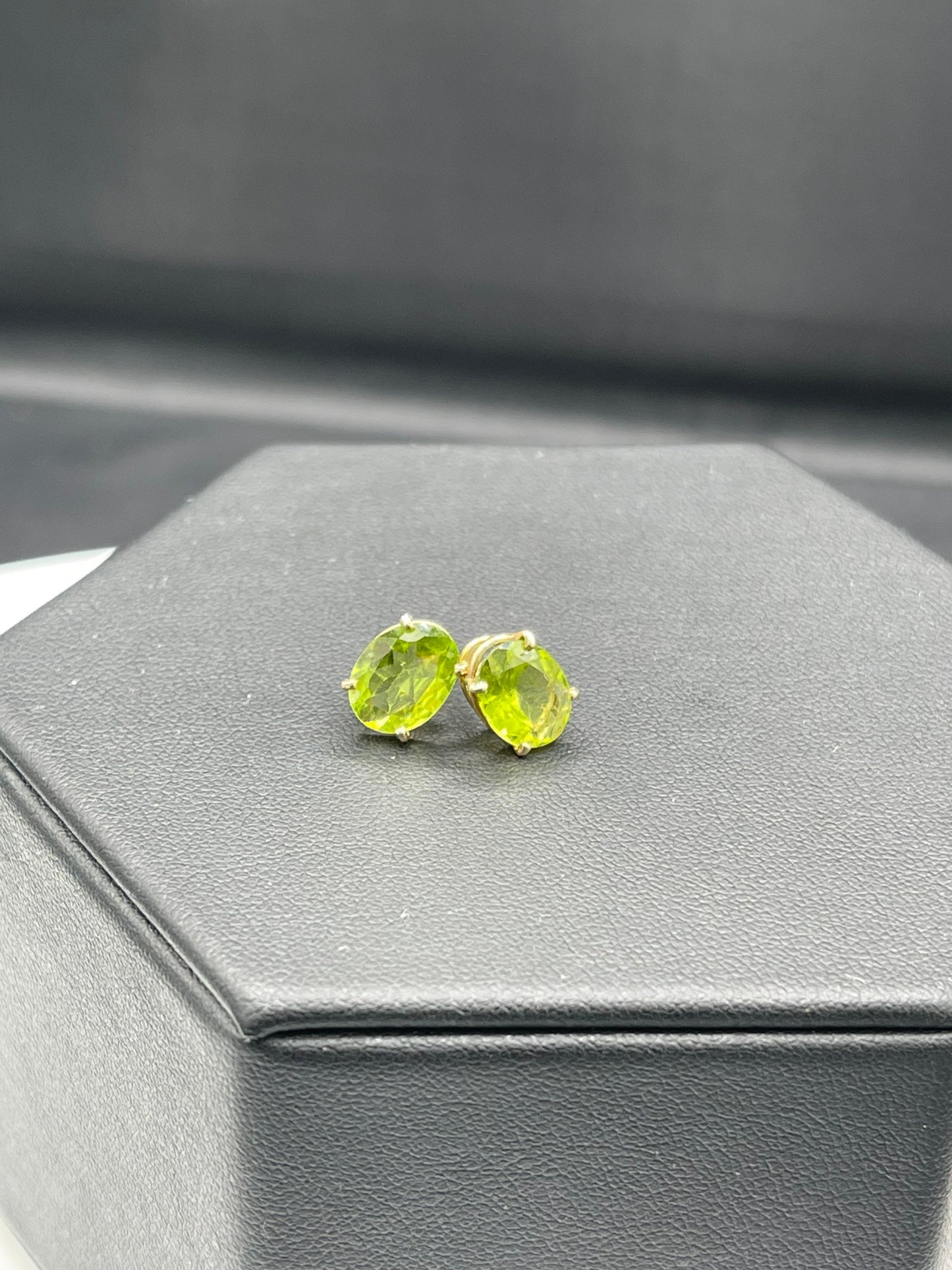 6 Carat Natural Peridot 14k Yellow Gold Stud Earrings