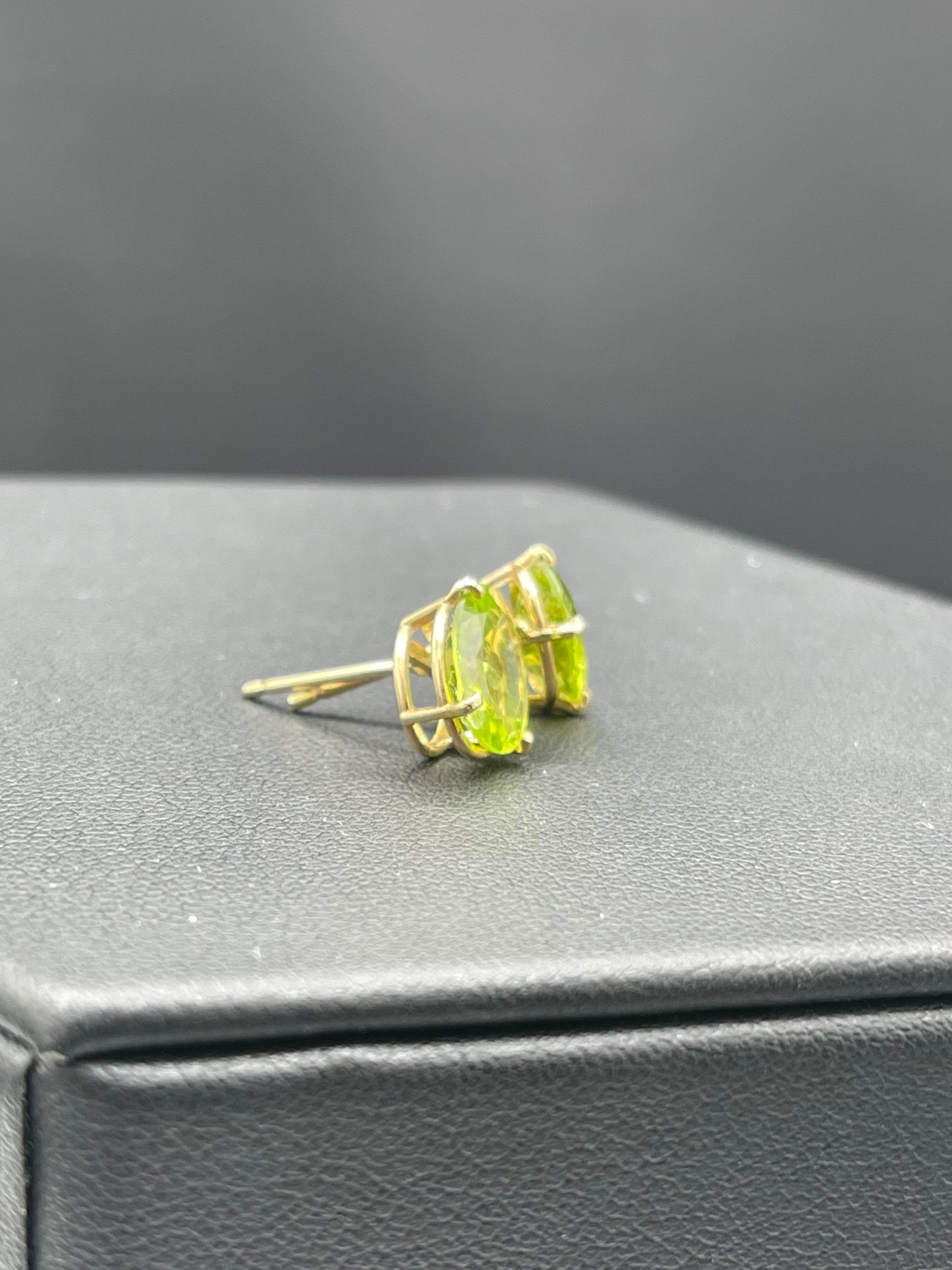 6 Carat Natural Peridot 14k Yellow Gold Stud Earrings