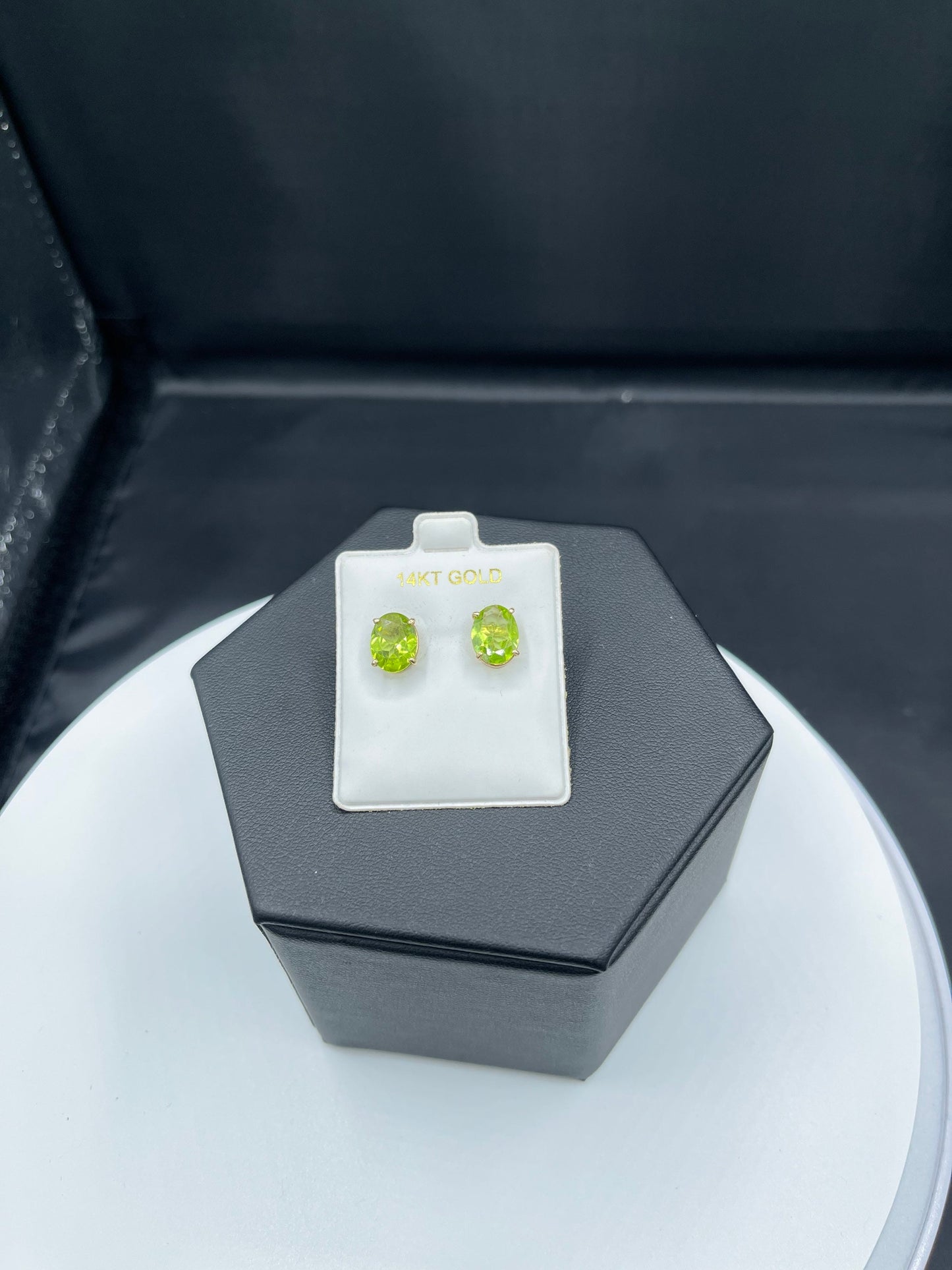 6 Carat Natural Peridot 14k Yellow Gold Stud Earrings