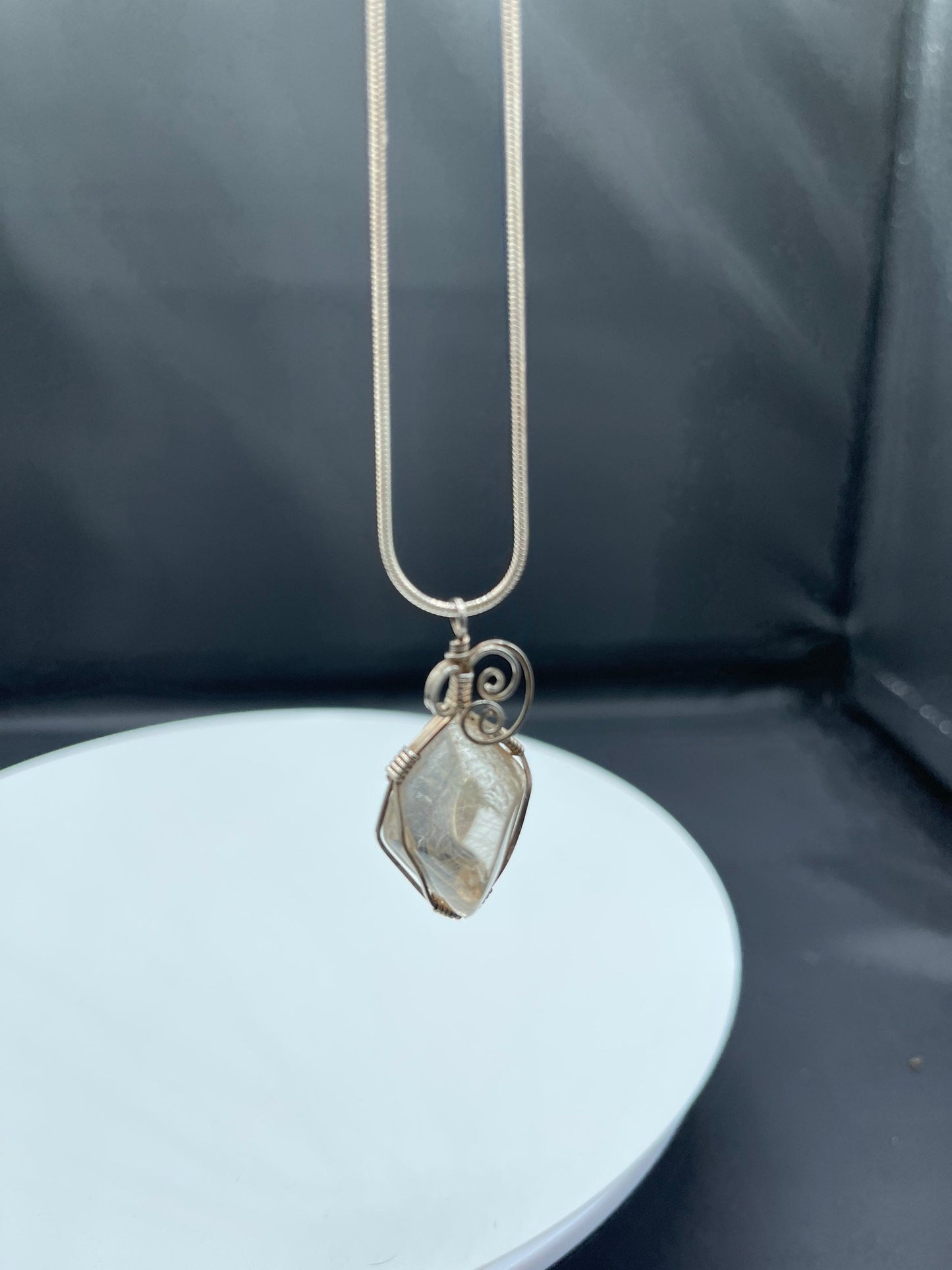 Rutile Quartz Sterling Silver Wire Wrapped Pendant & Necklace
