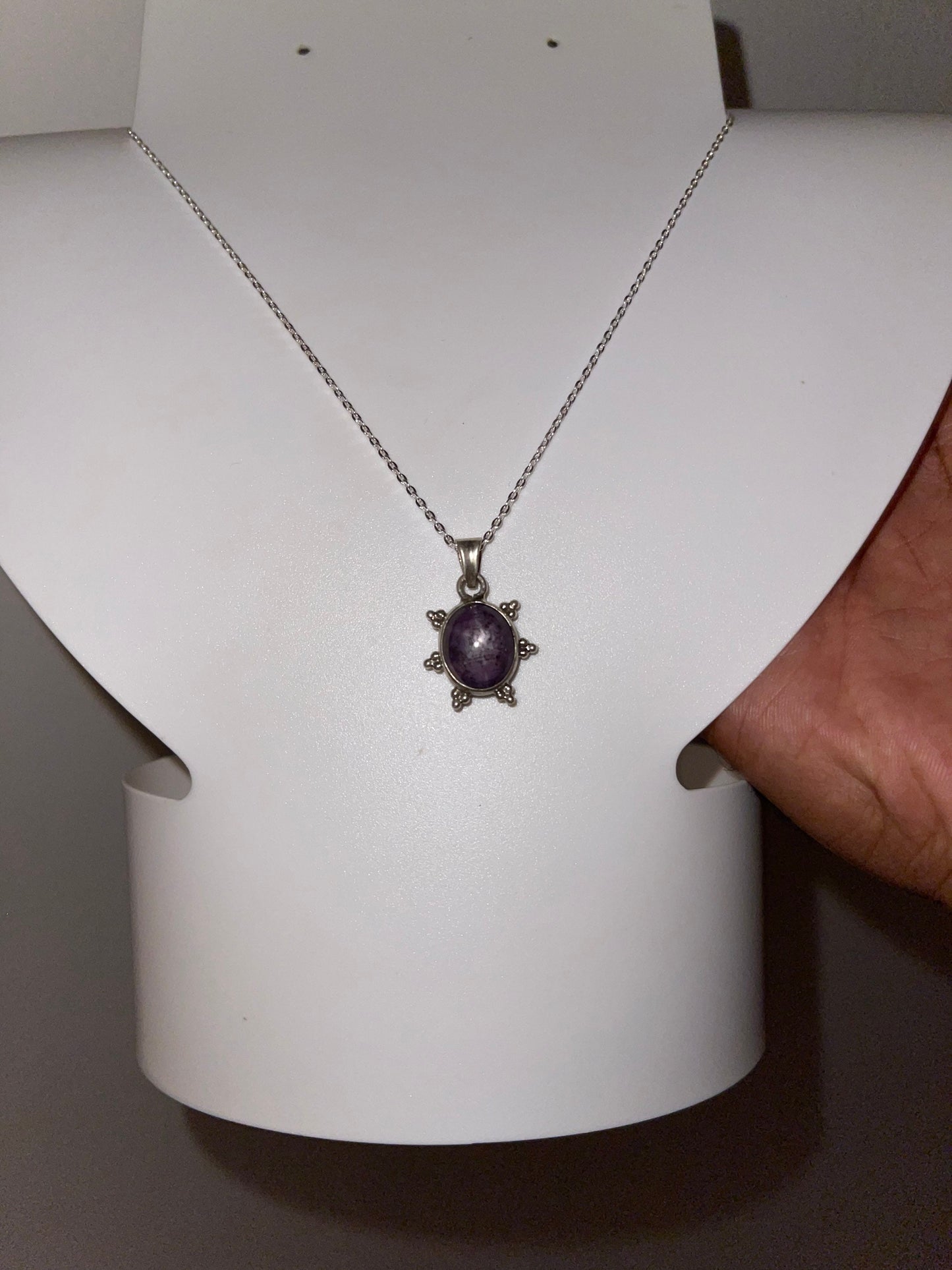 Natural Star Ruby Sterling Silver Pendant & Chain