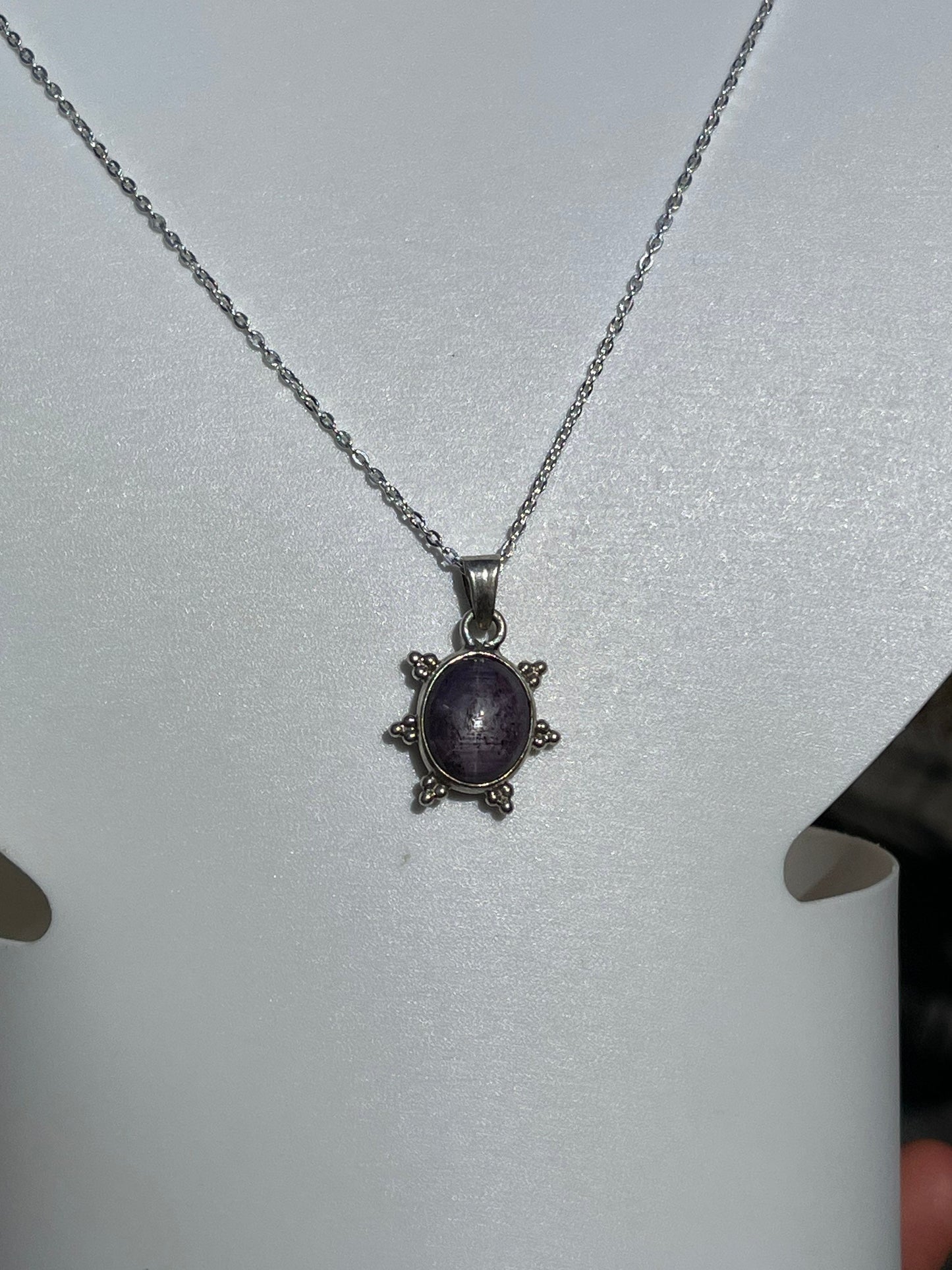 Natural Star Ruby Sterling Silver Pendant & Chain