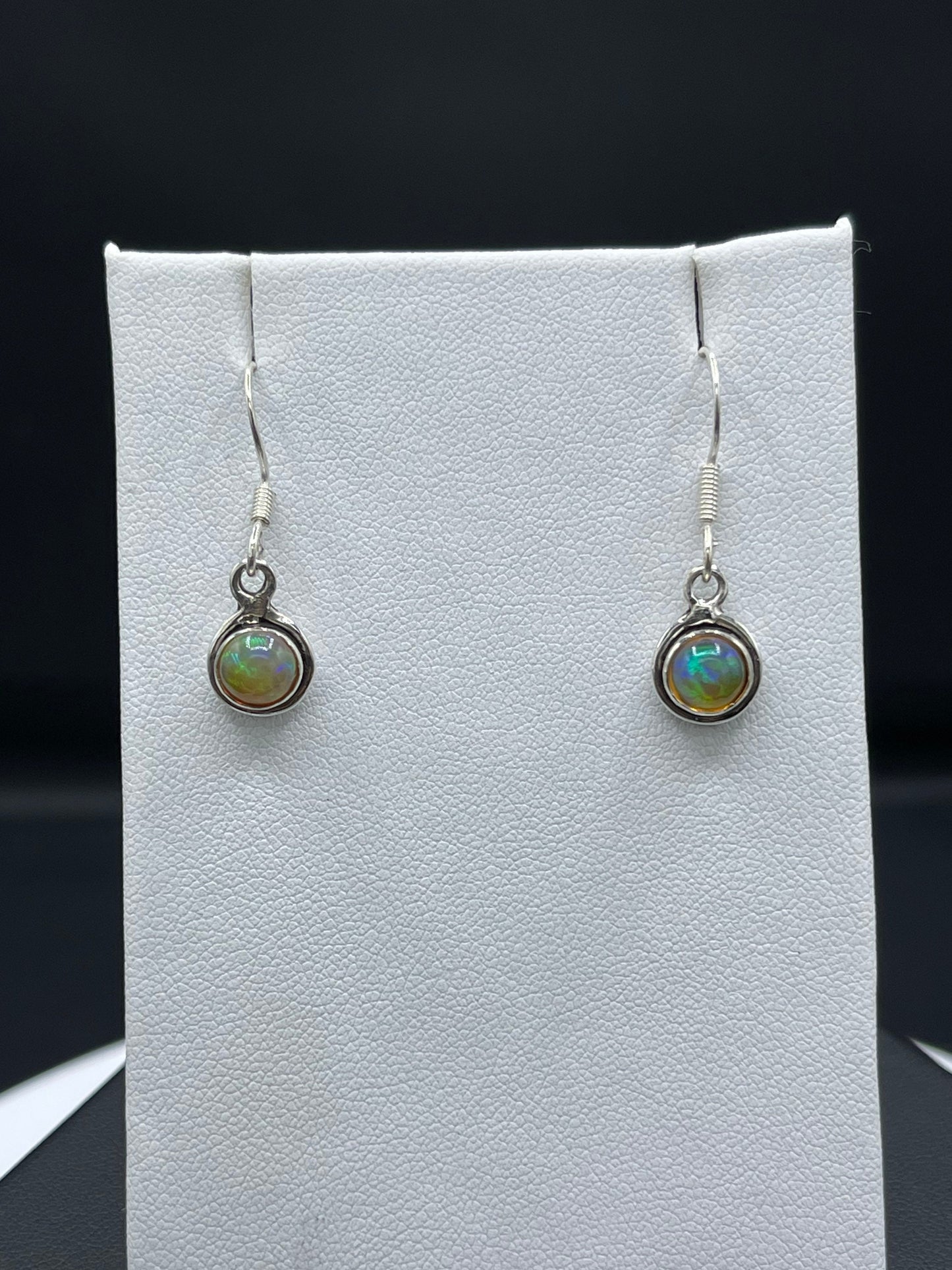 Natural Ethiopian Opal Sterling Silver Dangle Earrings
