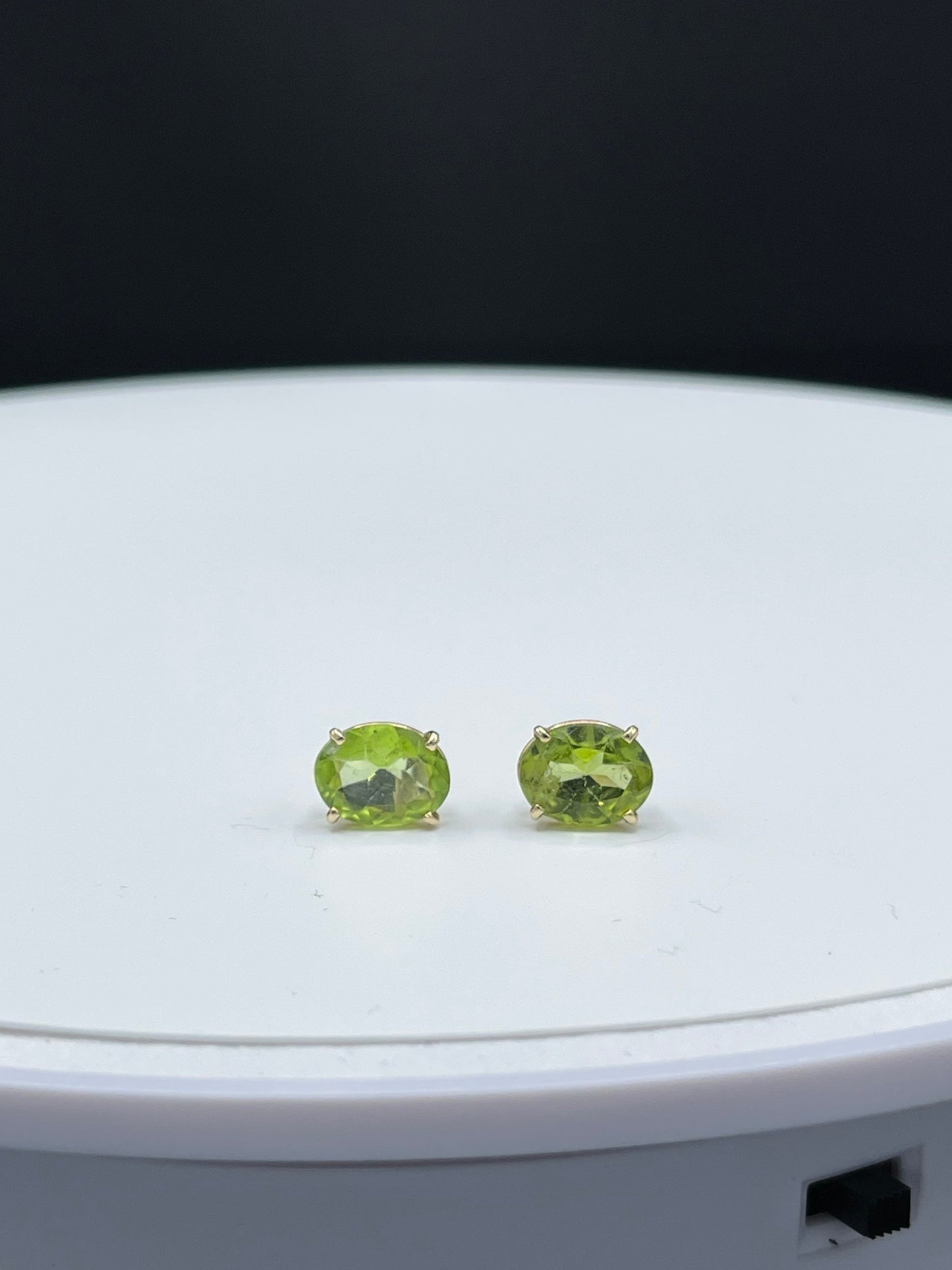 6 Carat Natural Peridot 14k Yellow Gold Stud Earrings