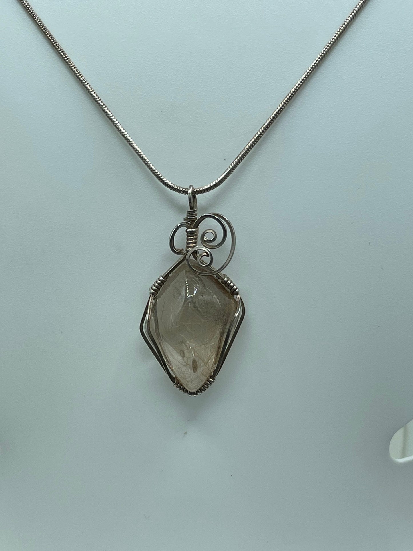 Rutile Quartz Sterling Silver Wire Wrapped Pendant & Necklace