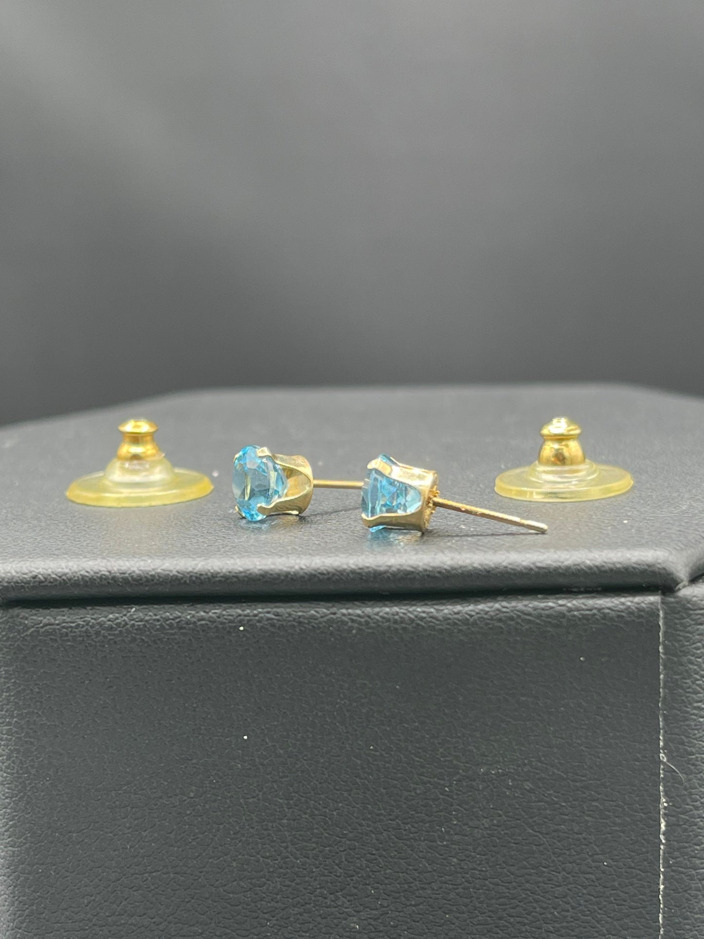 Swiss Blue Topaz 14k Yellow Gold Stud Earrings