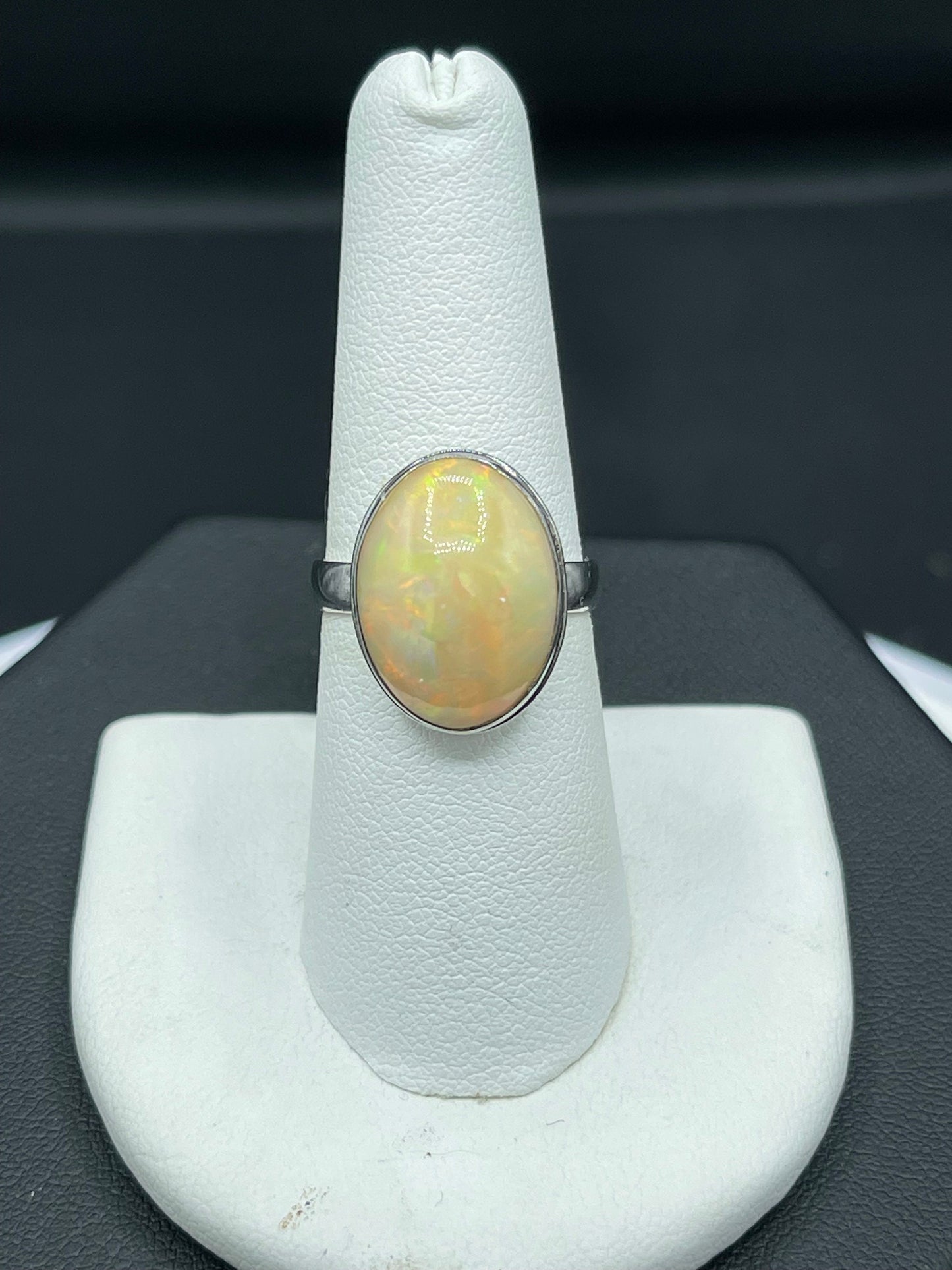 Natural Ethiopian Opal Sterling Silver Ring (Size 7.5)