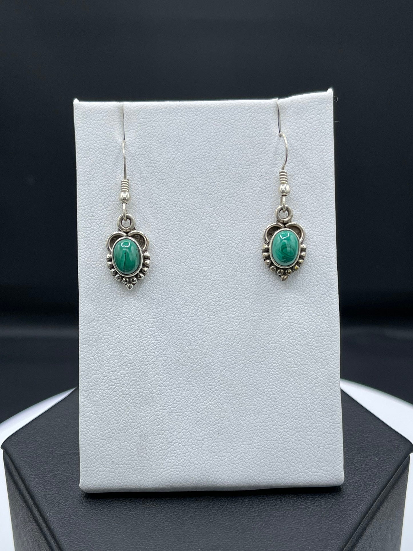 Handmade Malachite Sterling Silver Dangle Earrings