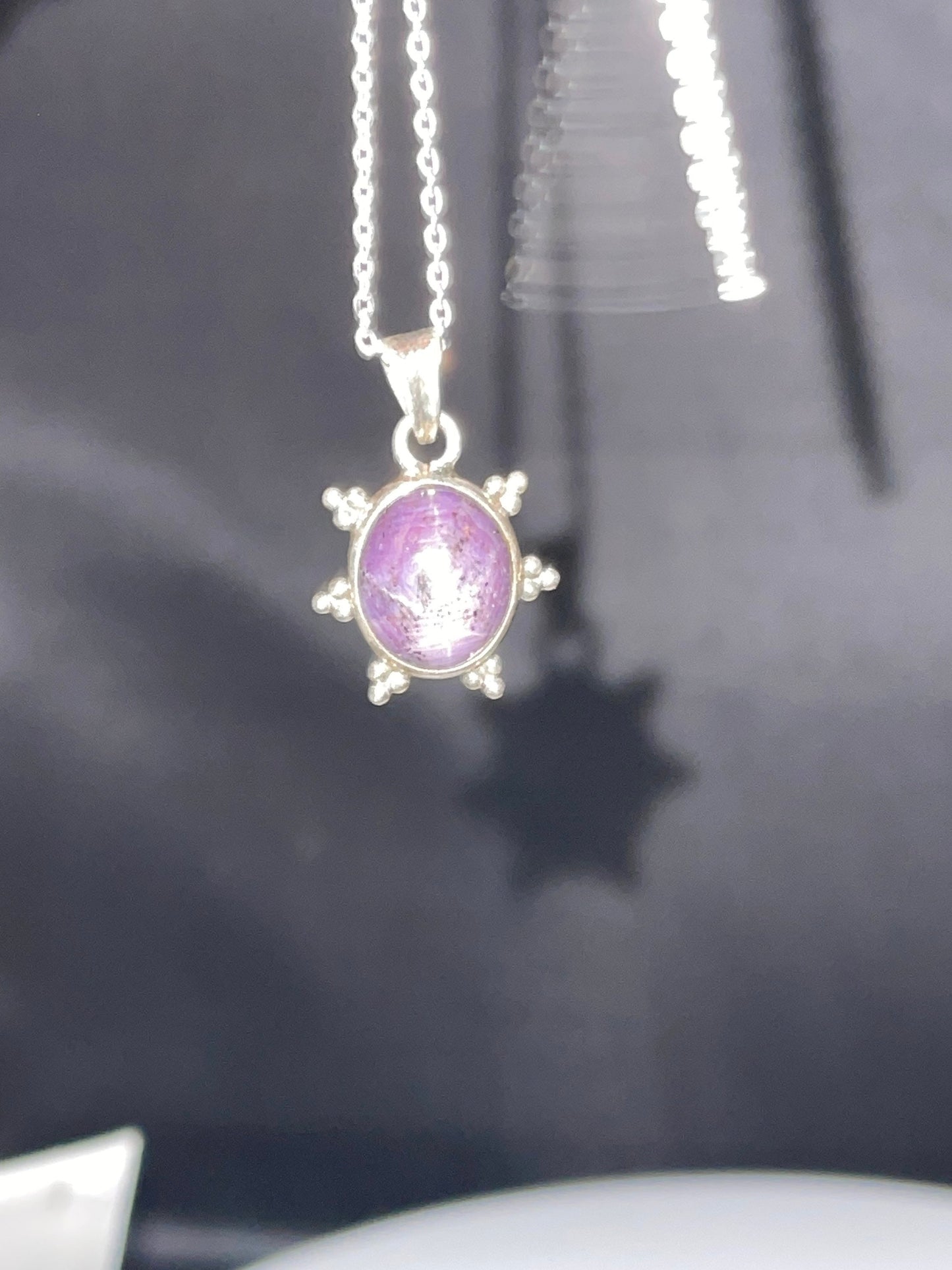 Natural Star Ruby Sterling Silver Pendant & Chain