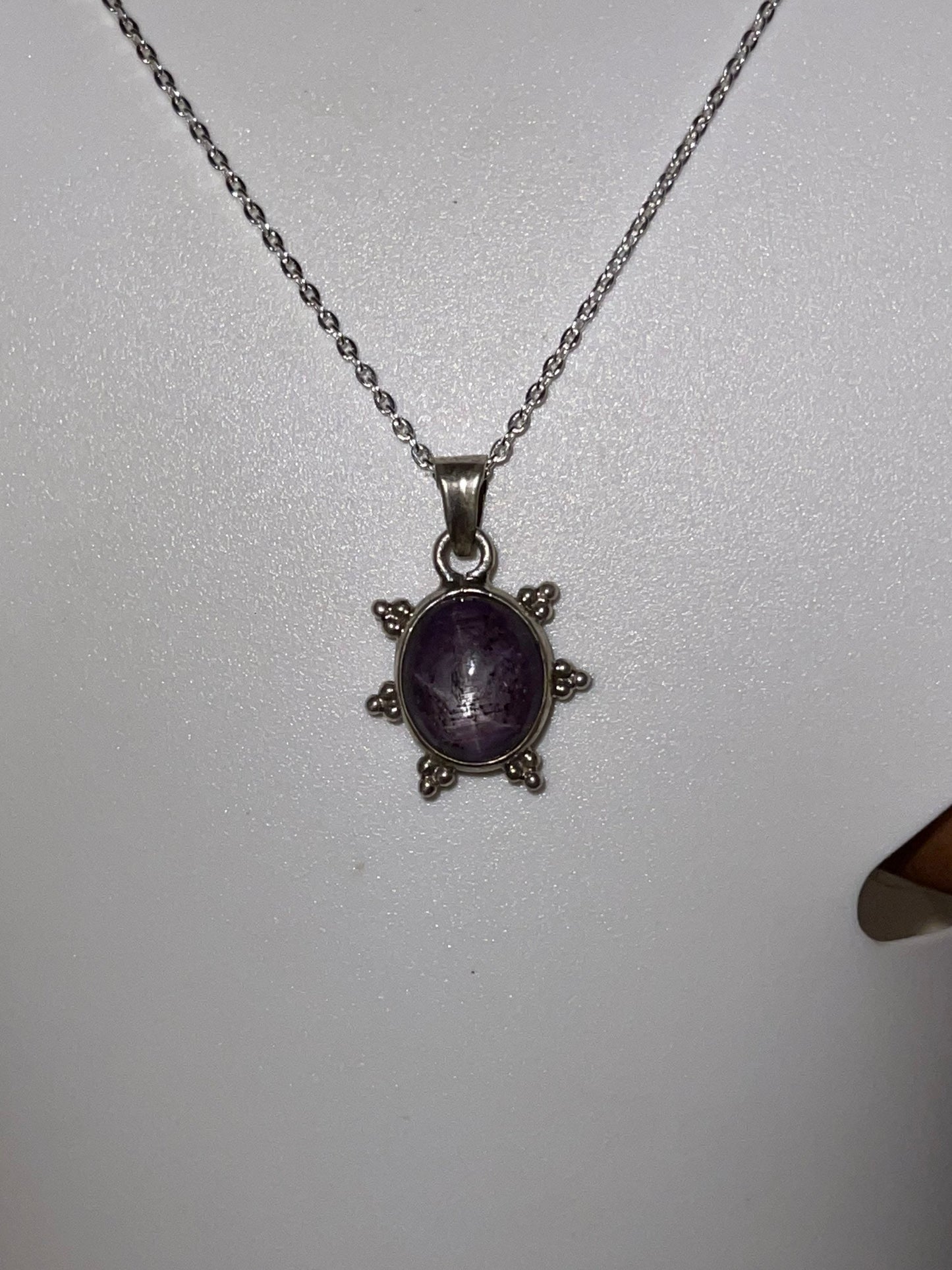 Natural Star Ruby Sterling Silver Pendant & Chain