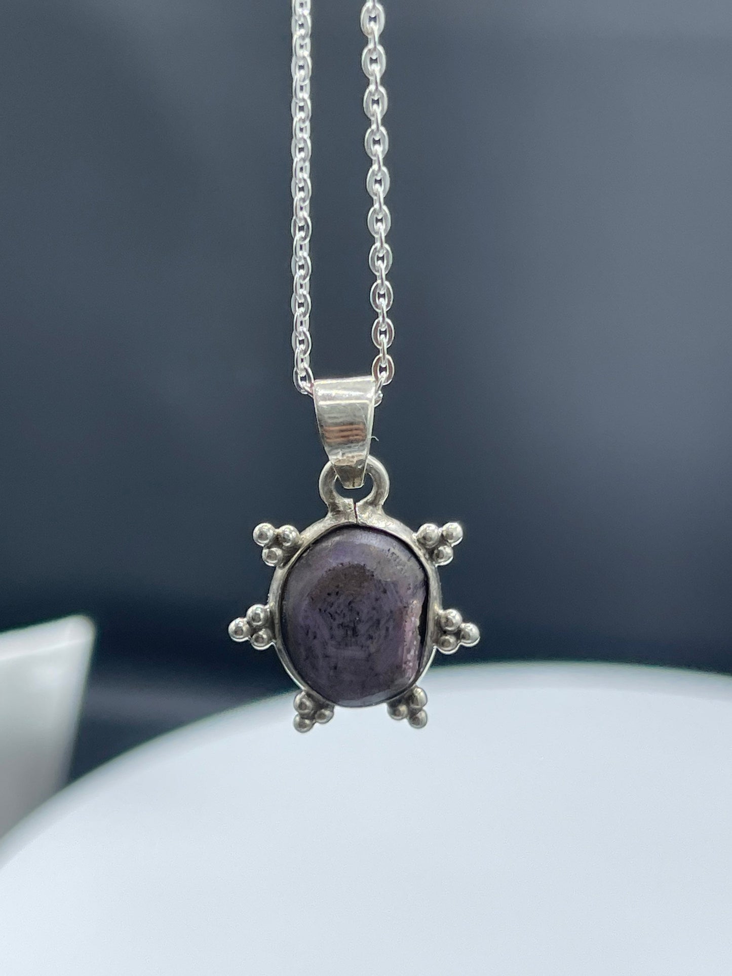 Natural Star Ruby Sterling Silver Pendant & Chain