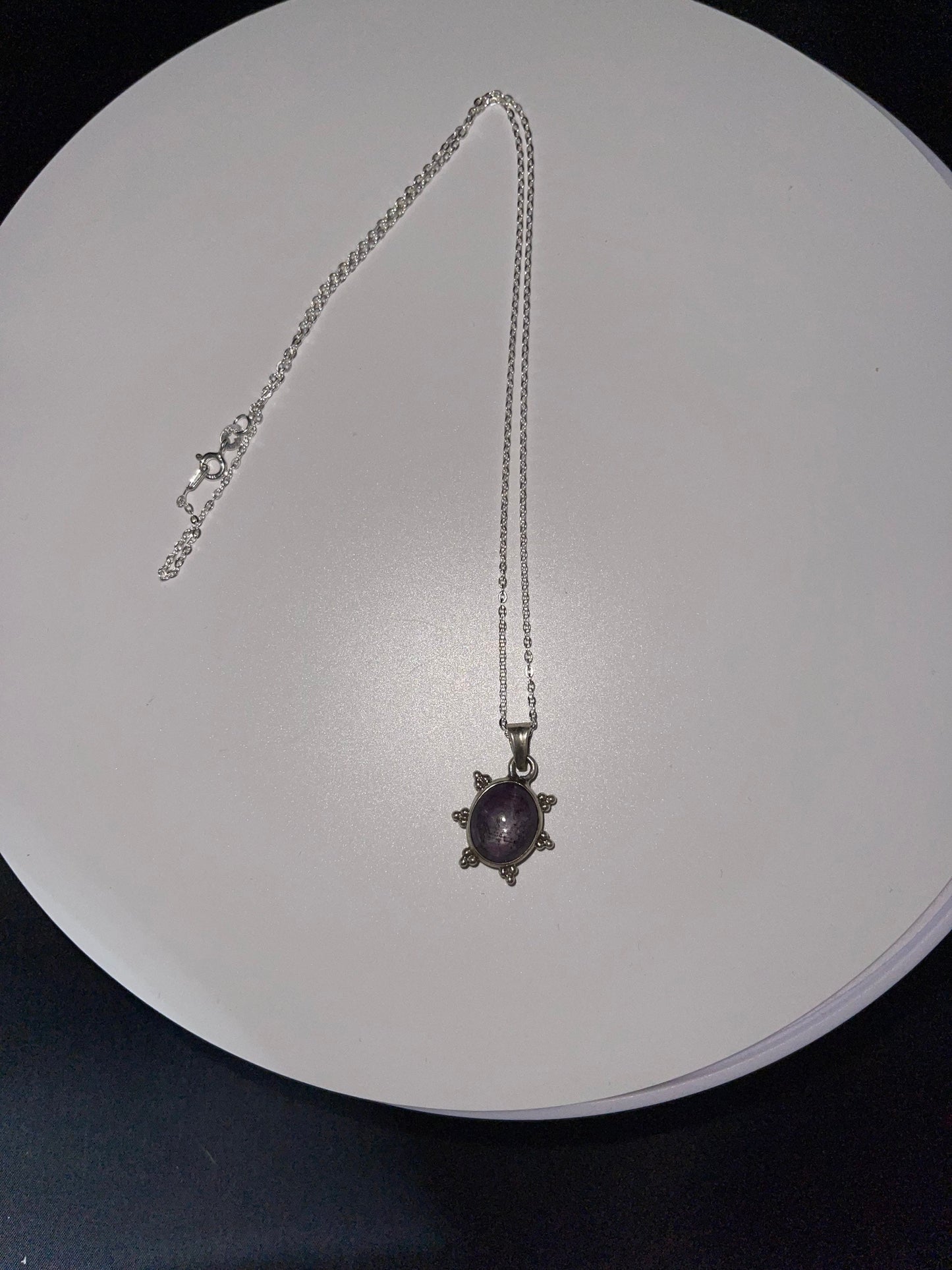 Natural Star Ruby Sterling Silver Pendant & Chain