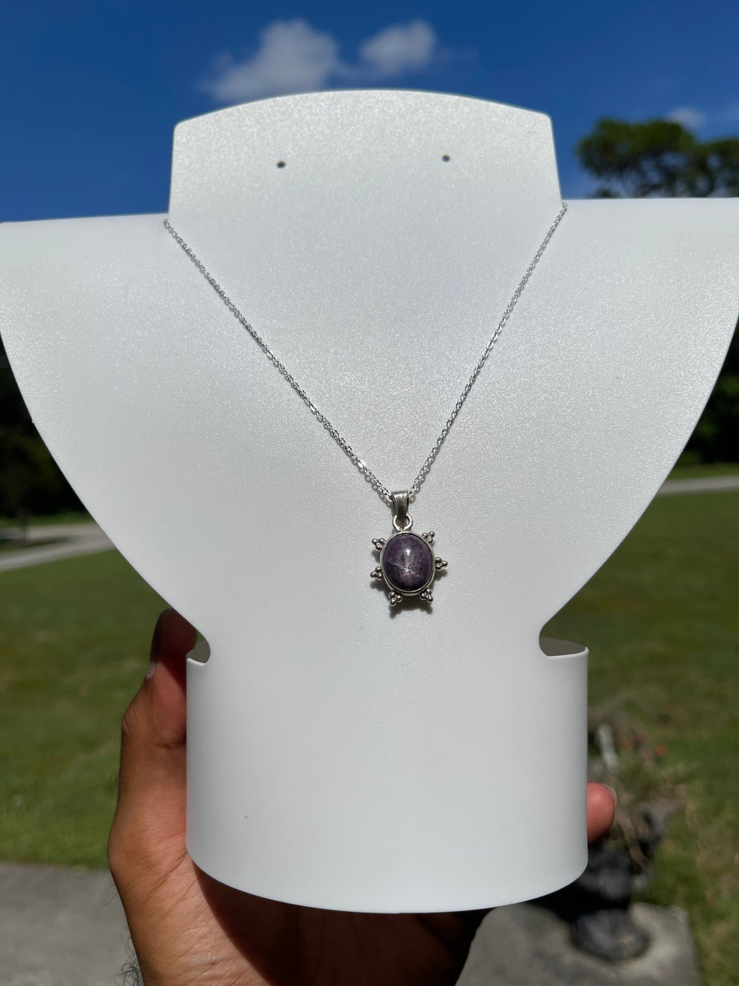 Natural Star Ruby Sterling Silver Pendant & Chain