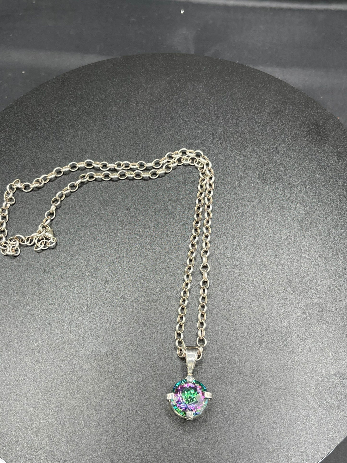 Mystic Topaz Sterling Silver Chain Necklace