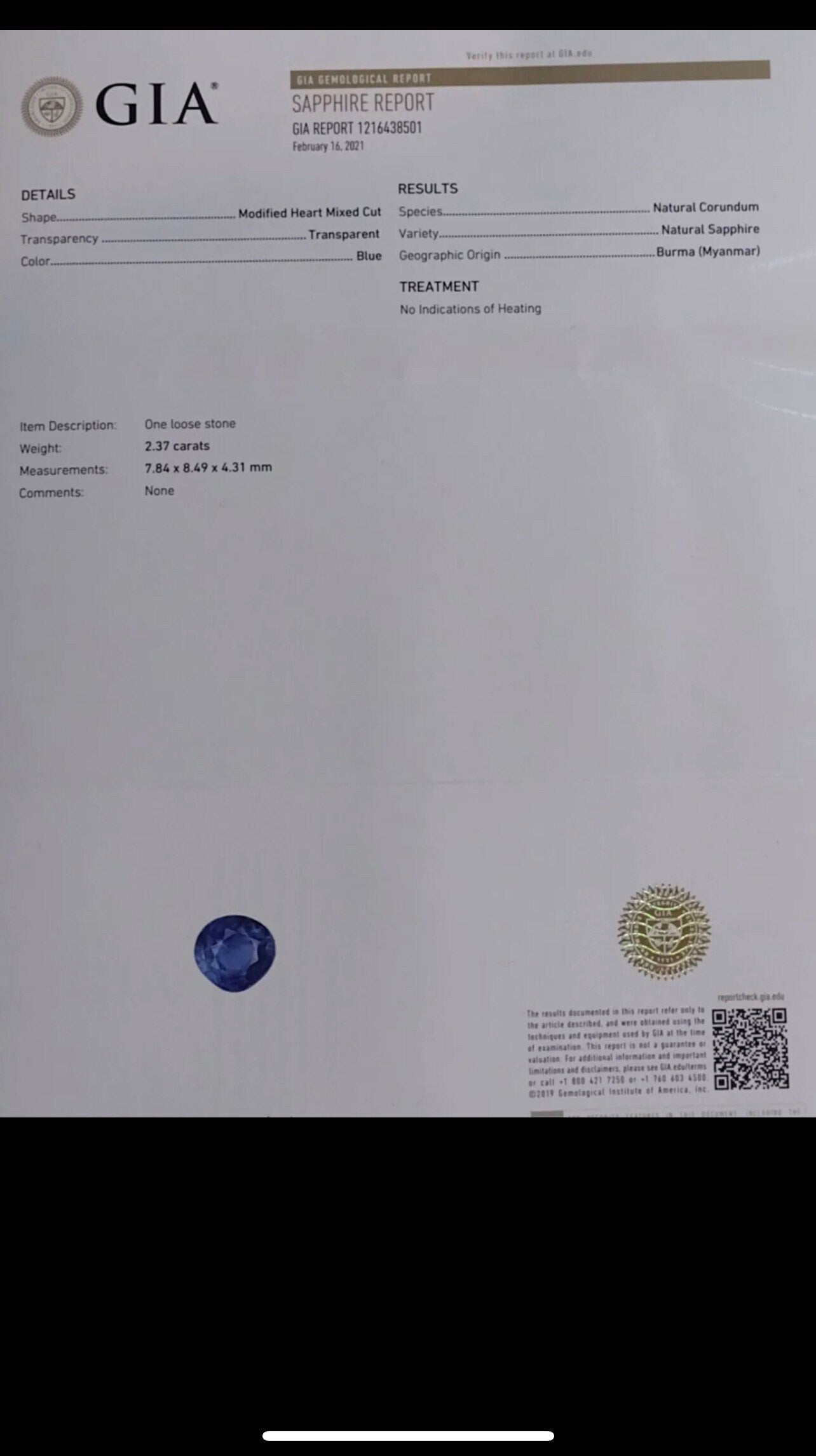 3.42 Carat GIA Certified Burmese Sapphire & Diamond 18k White Gold Ring (Size 6.5)