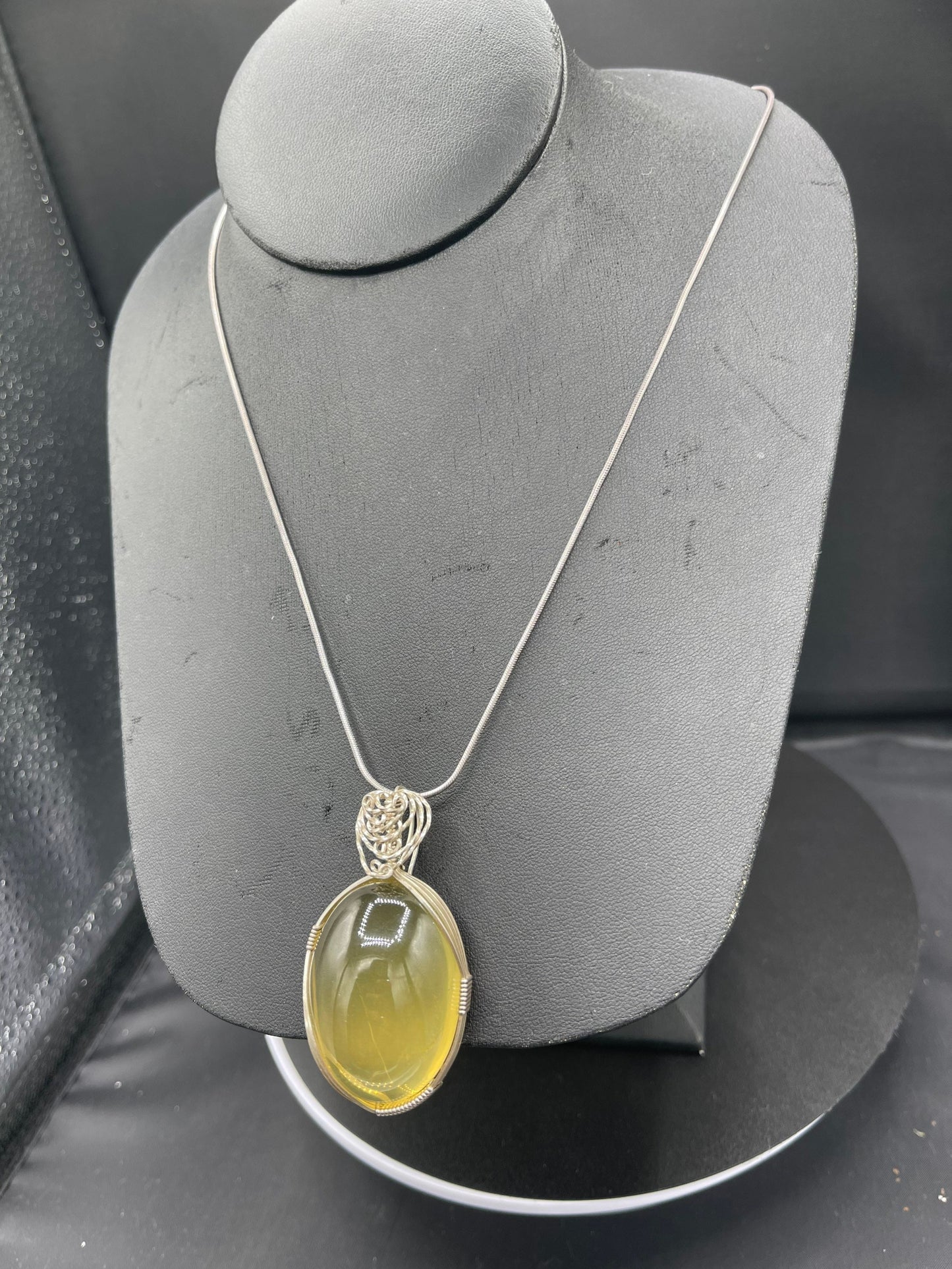 Natural Ouro Verde Quartz Sterling Silver Wire Wrapped Pendant & Necklace